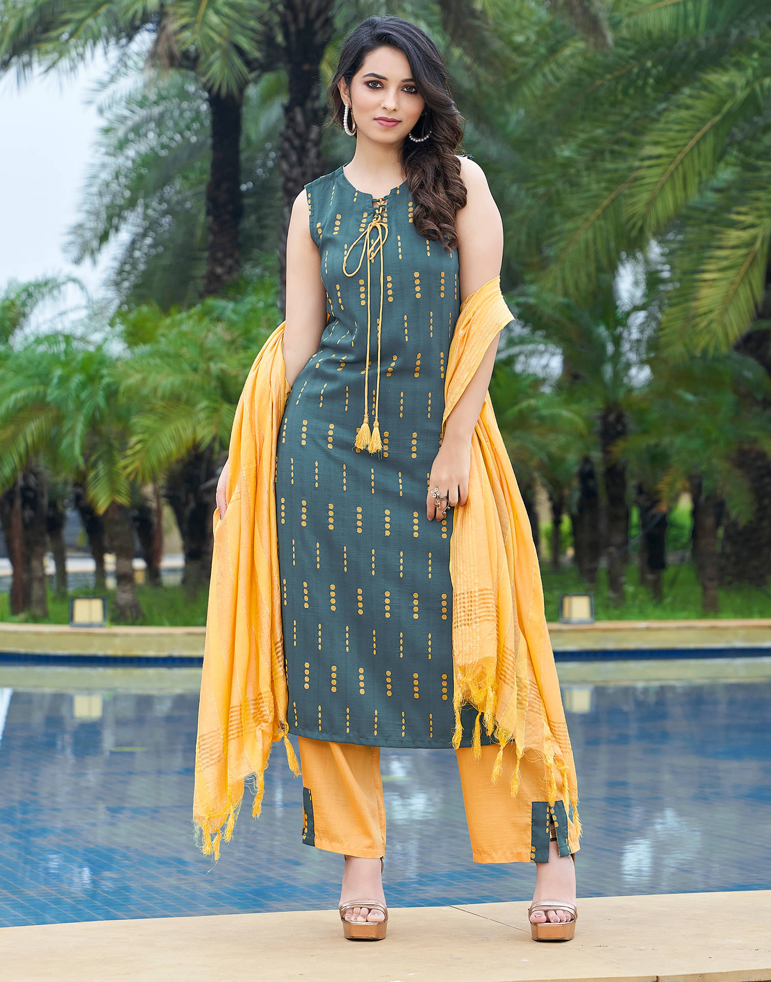 Skylee Cotton Blend Printed Kurti With Pants Women's Stitched Salwar Suit - Green ( Pack of 1 ) Skylee Cotton Blend Printed Kurti With Pants Women's Stitched Salwar Suit - Green ( Pack of 1 )