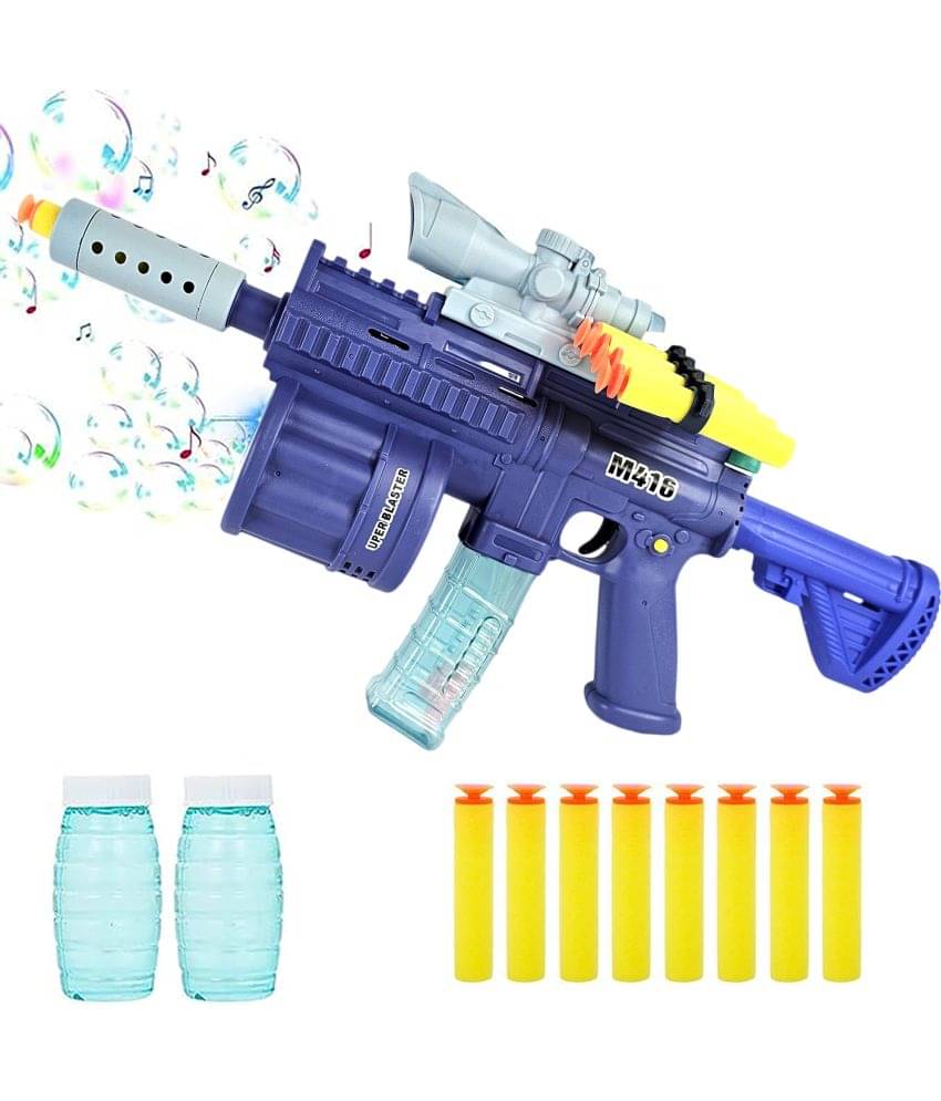    			TOY DEKHO  3 in 1 Electric Gun Toy for Kids, Bubble Machine Gun,for Boys/Girls, Soft Bullet Gun Toy Shooting Gun Toy with Dart,   Age  4+ Years Plastic Multicolour Musical Battery Operated Toy