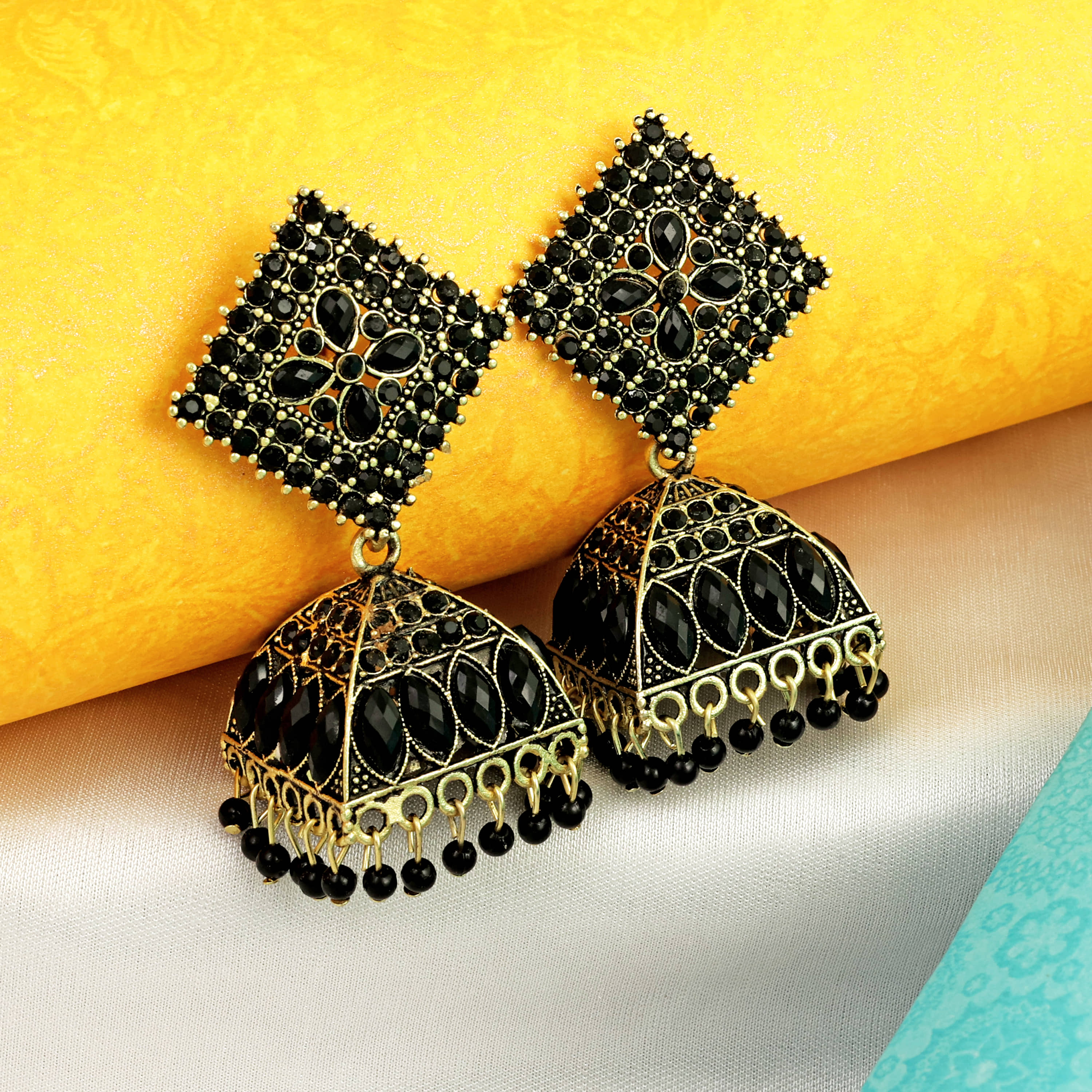 Thrillz Black Jhumki Earrings ( Pack of 1 ) - Earrings | Buy online on ZillyBuy