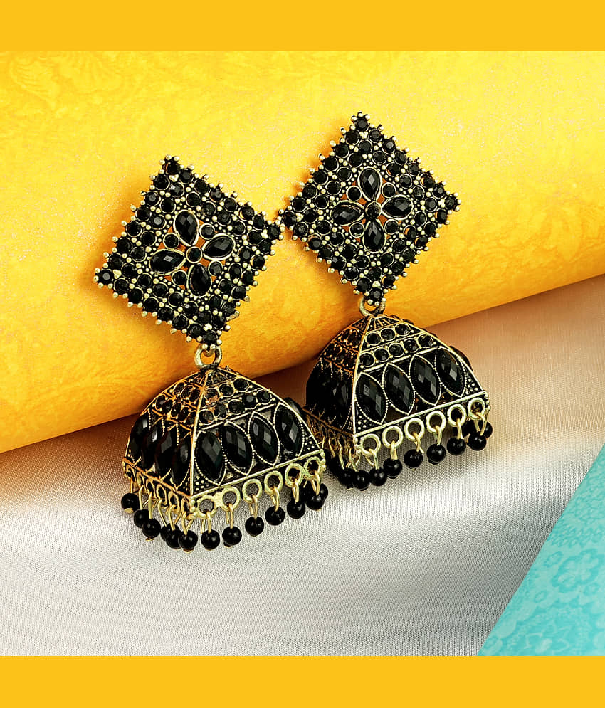 Thrillz Black Jhumki Earrings ( Pack of 1 ) - Earrings | Buy online on ZillyBuy