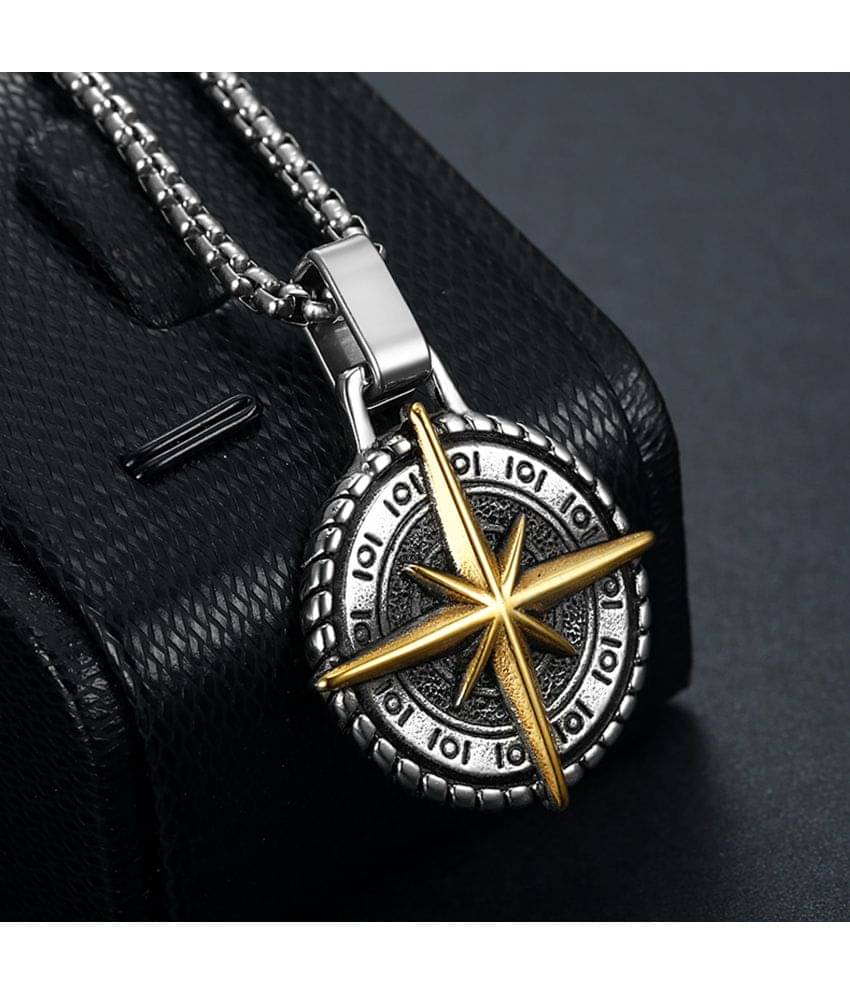 Thrillz Silver Chain Pendant For Men Round Pendant Cross Compass Necklace Chain For Men Boys Men's Jewellery Pendant Necklace Accessories Thrillz Silver Chain Pendant For Men Round Pendant Cross Compass Necklace Chain For Men Boys Men's Jewellery Pendant Necklace Accessories
