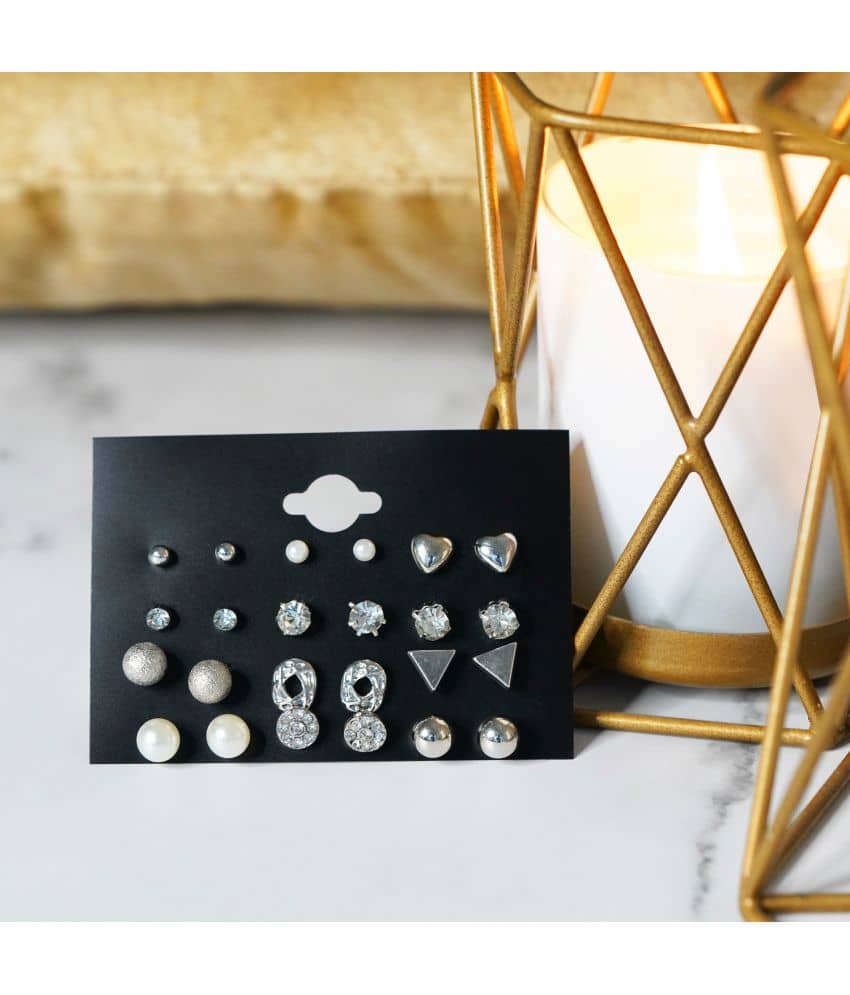 Thrillz Silver Stud Earrings ( More Than 10 ) - Earrings | Buy online on ZillyBuy