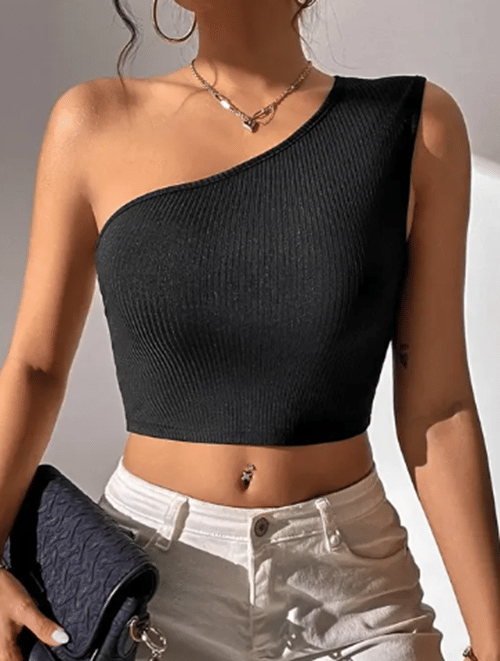 Westchic Women's Cotton Blend Crop Top ( Black ) Westchic Women's Cotton Blend Crop Top ( Black )