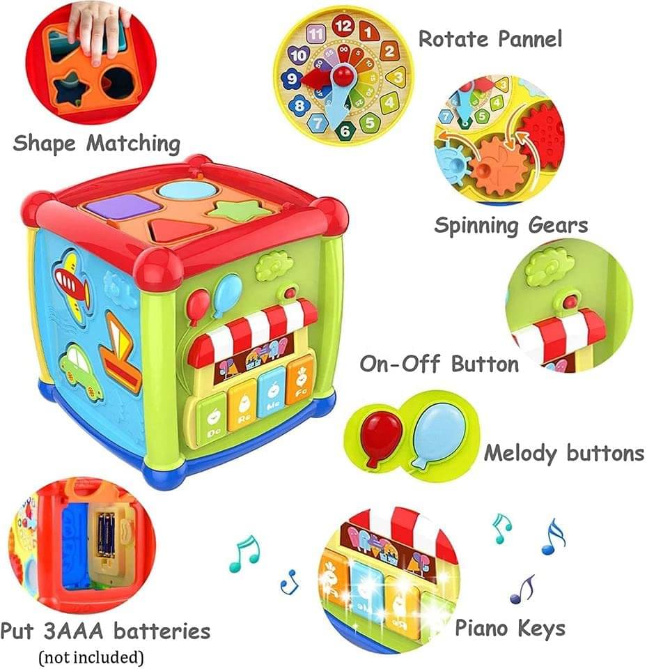 soflita 6 In 1 Learning Cube Educational & Learning Activity Toy Including Blocks, Clock, Alphabets-Tree,Transportation Vehicles,Music Keyboard soflita 6 In 1 Learning Cube Educational & Learning Activity Toy Including Blocks, Clock, Alphabets-Tree,Transportation Vehicles,Music Keyboard