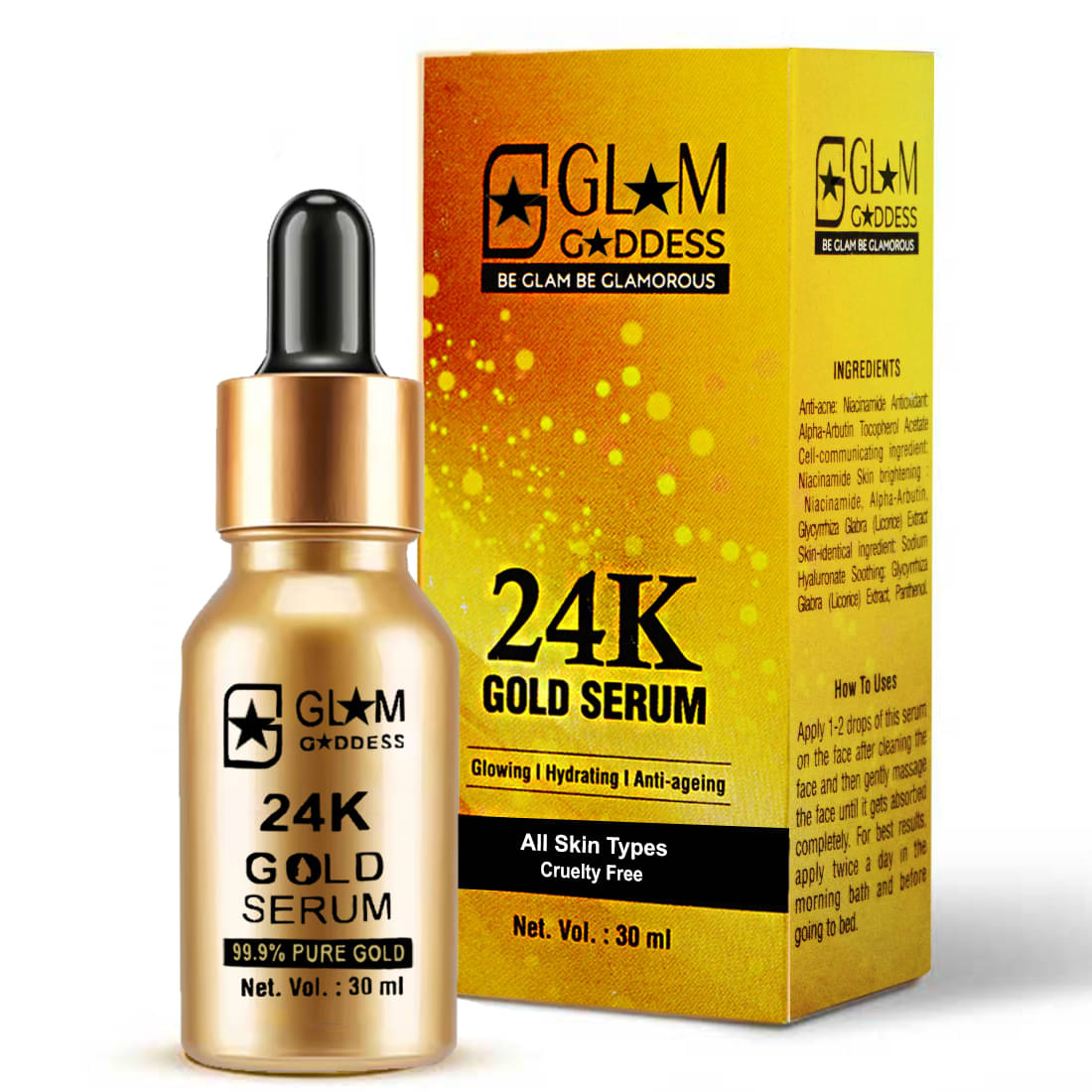     			Adbeni 24K Gold Serum For Face | Anti-Aging & Anti-Wrinkle Treatment With Hyaluronic Acid | , 30ml
