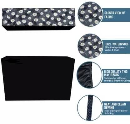     			CASA FURNISHING Set of 2 Polyester Blend Gray AC Cover for 1.5 Ton Split AC