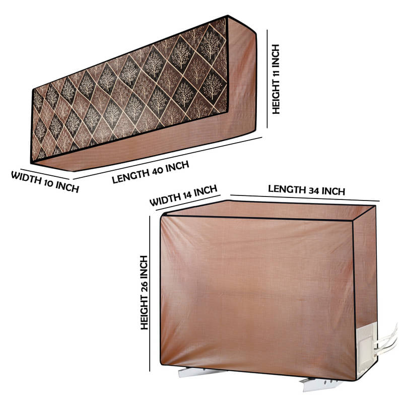 CASA FURNISHING Set of 2 Polyester Blend Brown AC Cover for 1.5 Ton Split AC     			CASA FURNISHING Set of 2 Polyester Blend Brown AC Cover for 1.5 Ton Split AC