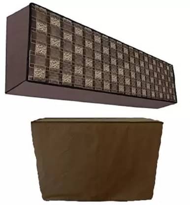 CASA FURNISHING Set of 2 Polyester Blend Brown AC Cover for 1.5 Ton Split AC CASA FURNISHING Set of 2 Polyester Blend Brown AC Cover for 1.5 Ton Split AC