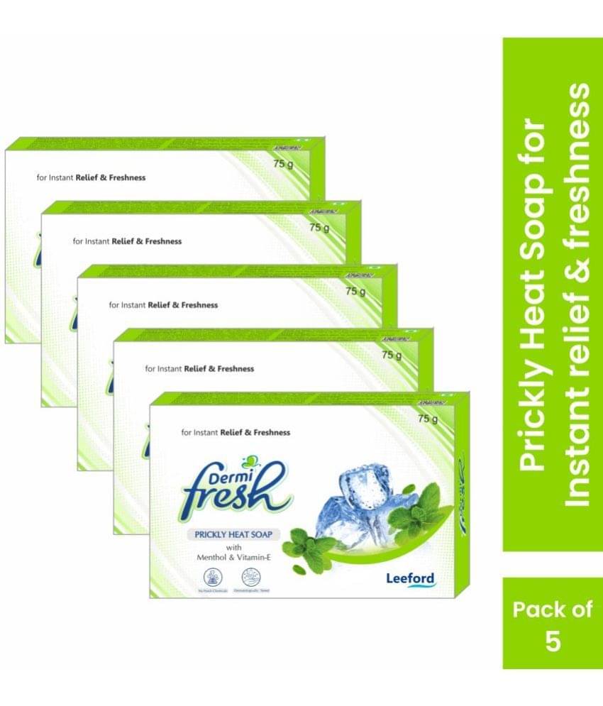 DERMIFRESH Antibacterial Prickly Heat Soap with Menthol & Vitamin-E, All Skin Types - Pack of 5 DERMIFRESH Antibacterial Prickly Heat Soap with Menthol & Vitamin-E, All Skin Types - Pack of 5