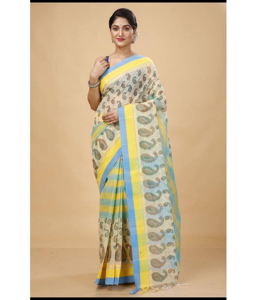     			Happy Creation Cotton Self Design Saree Without Blouse Piece ( SkyBlue )