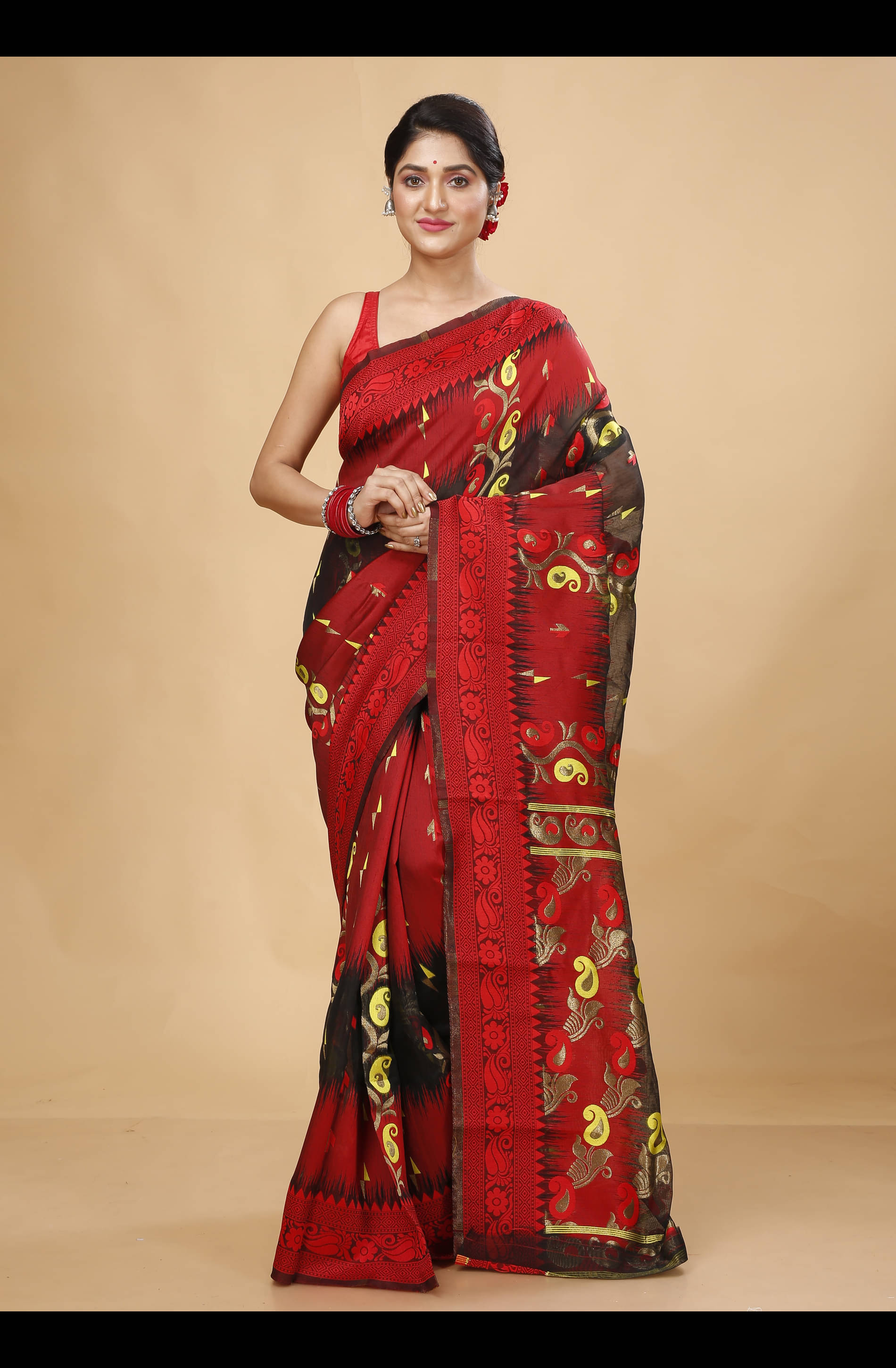     			Happy Creation Cotton Silk Self Design Saree Without Blouse Piece ( Black )
