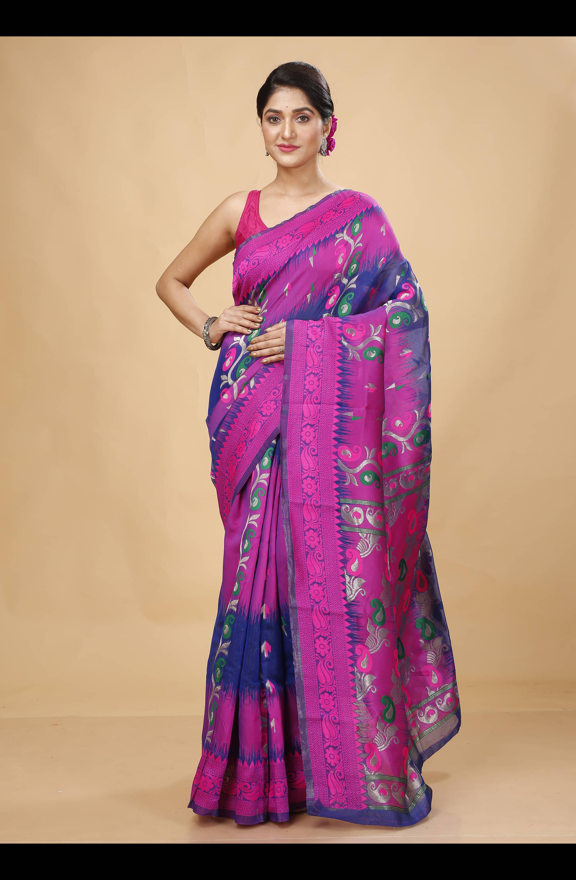 Happy Creation Cotton Silk Self Design Saree Without Blouse Piece ( Blue ) Happy Creation Cotton Silk Self Design Saree Without Blouse Piece ( Blue )