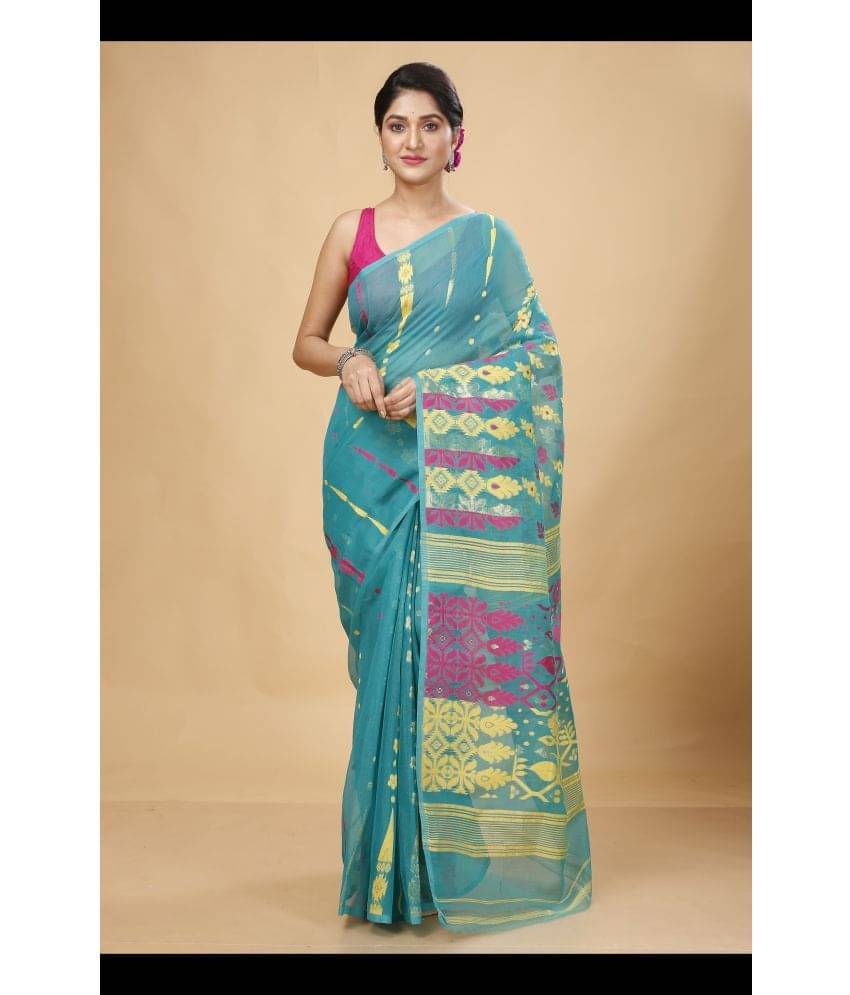 Happy Creation Cotton Silk Woven Saree Without Blouse Piece ( SkyBlue )     			Happy Creation Cotton Silk Woven Saree Without Blouse Piece ( SkyBlue )