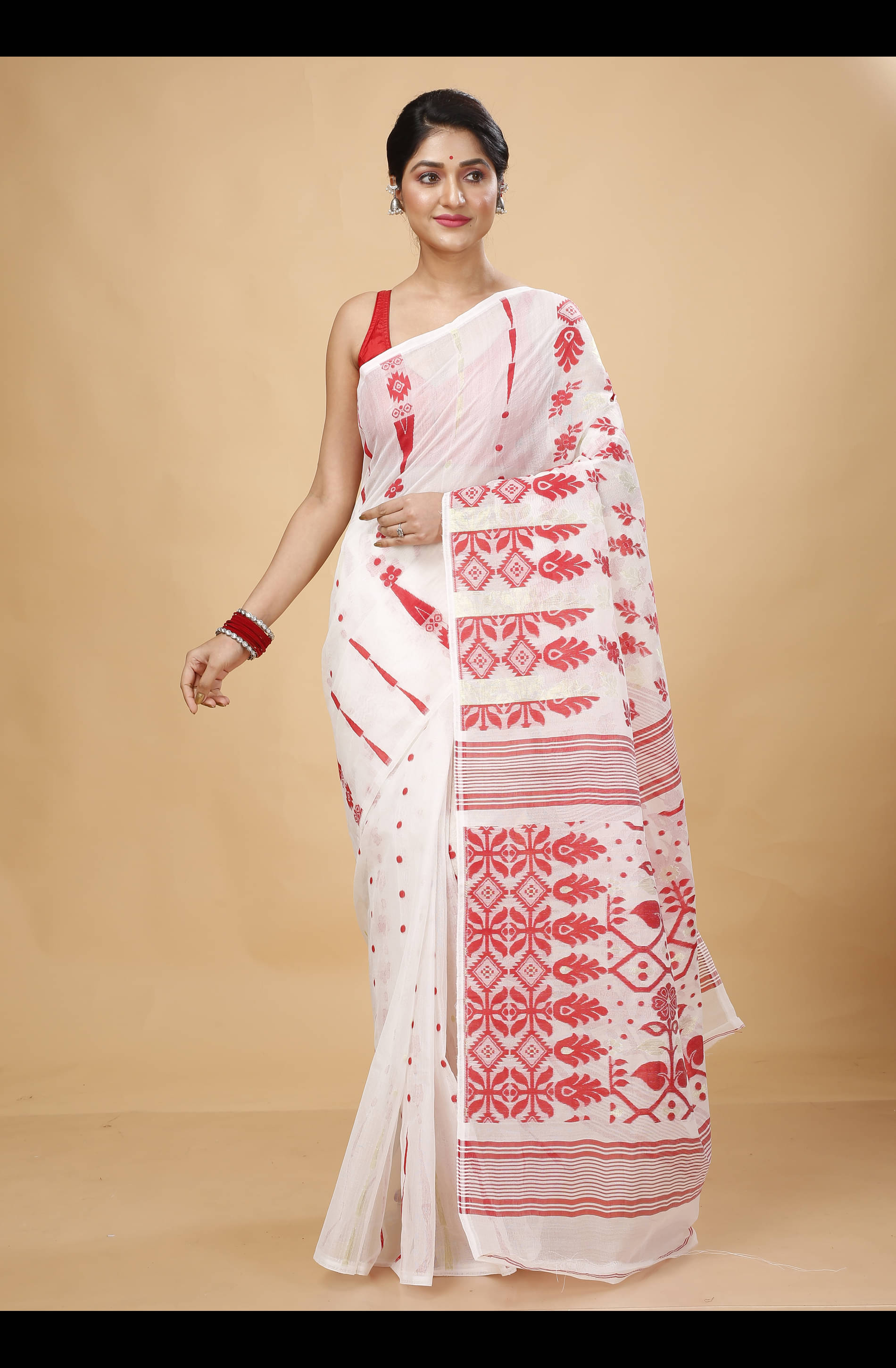     			Happy Creation Cotton Silk Woven Saree Without Blouse Piece ( White )