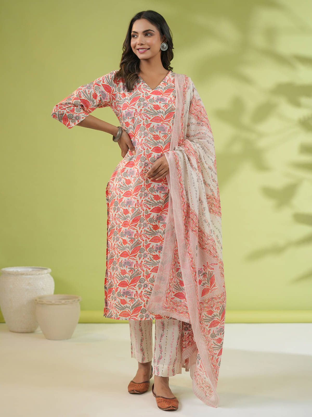 Janasya Cotton Printed Kurti With Pants Women's Stitched Salwar Suit - Off White ( Pack of 1 ) Janasya Cotton Printed Kurti With Pants Women's Stitched Salwar Suit - Off White ( Pack of 1 )