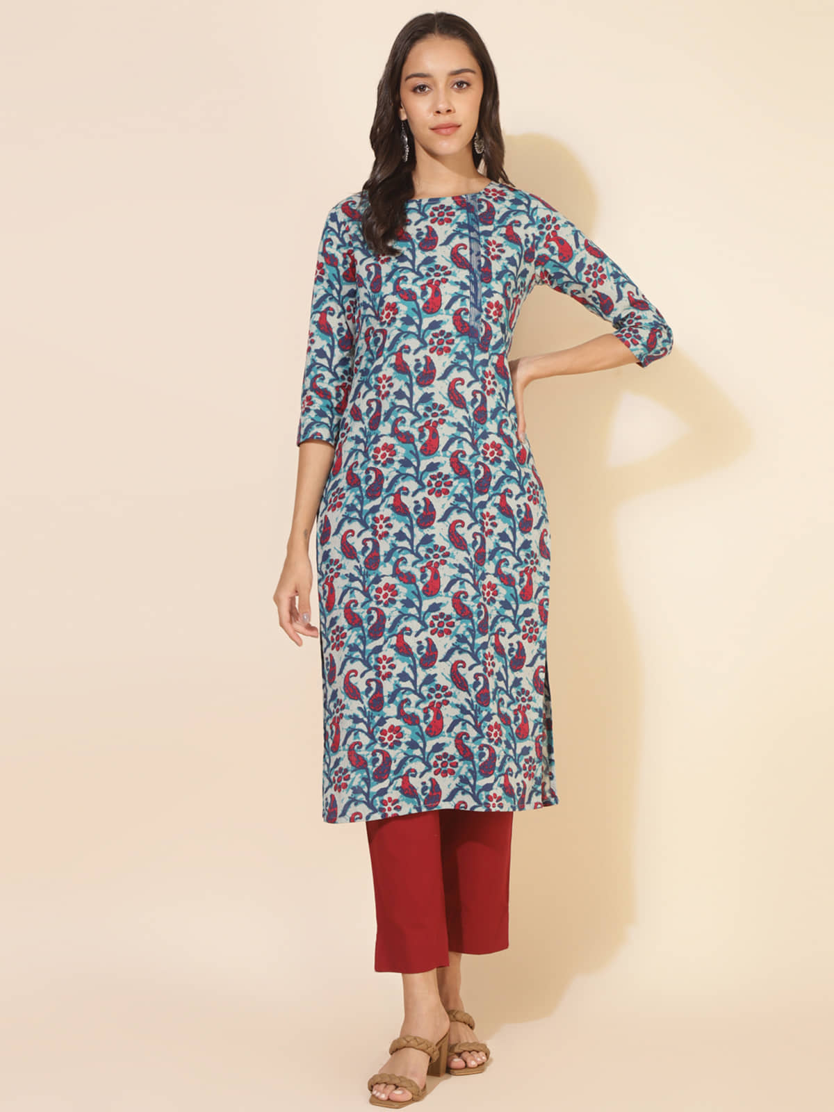 Janasya Cotton Printed Straight Women's Kurti - Multicoloured ( Pack of 1 ) - Kurtis, Tunics | Buy online on ZillyBuy