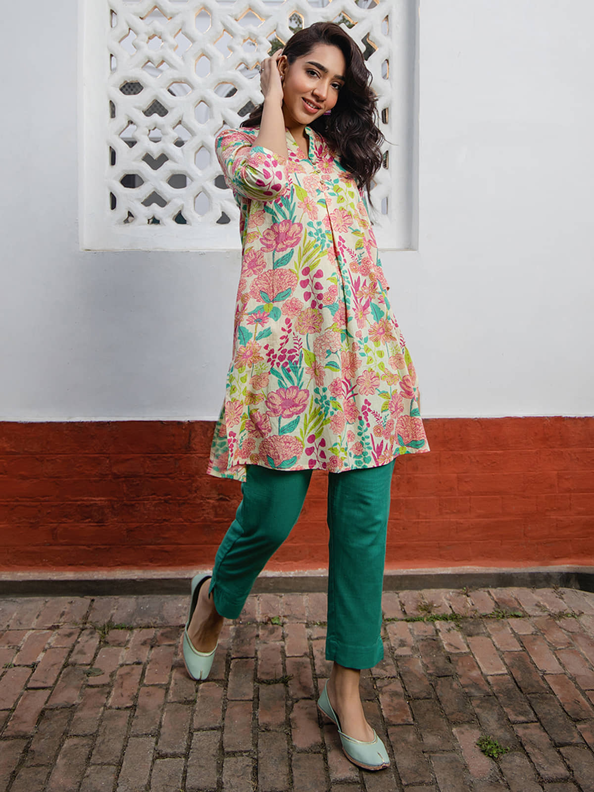 Janasya Women's Cotton Tunic ( Multicolor )