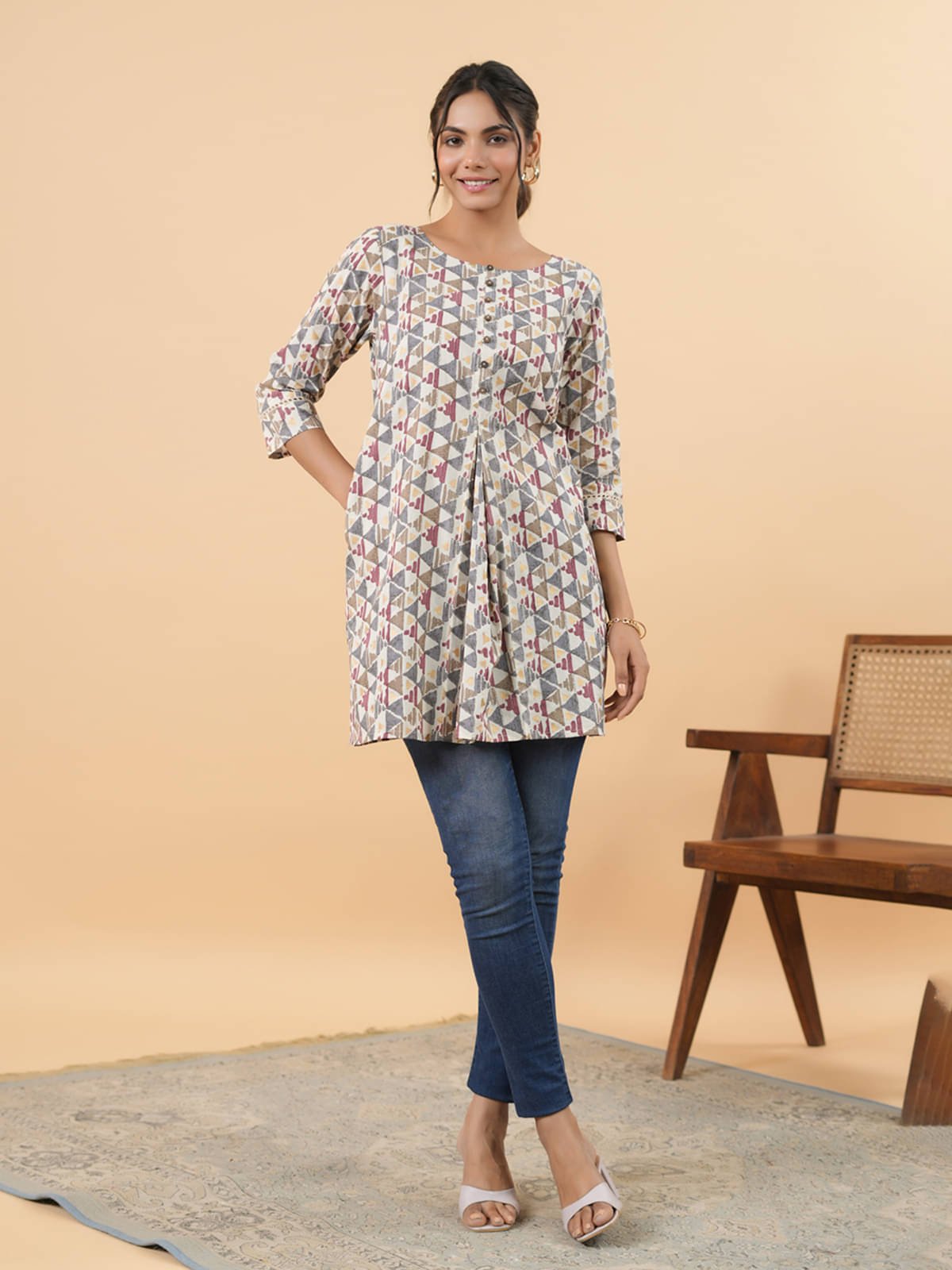    			Janasya Women's Cotton Tunic ( Off White )