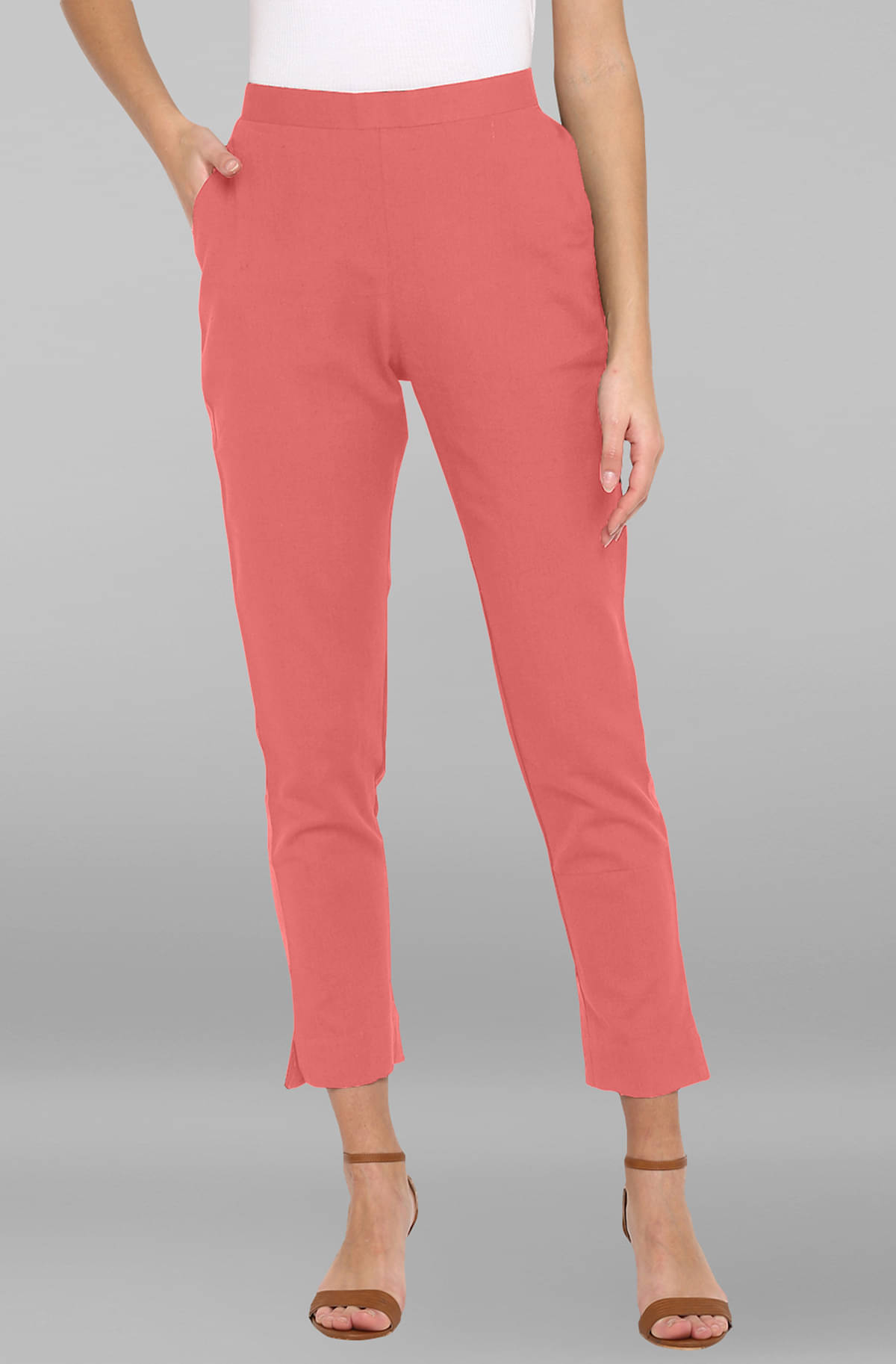     			Janasya - Pink Cotton Women's Straight Pant ( Pack of 1 )