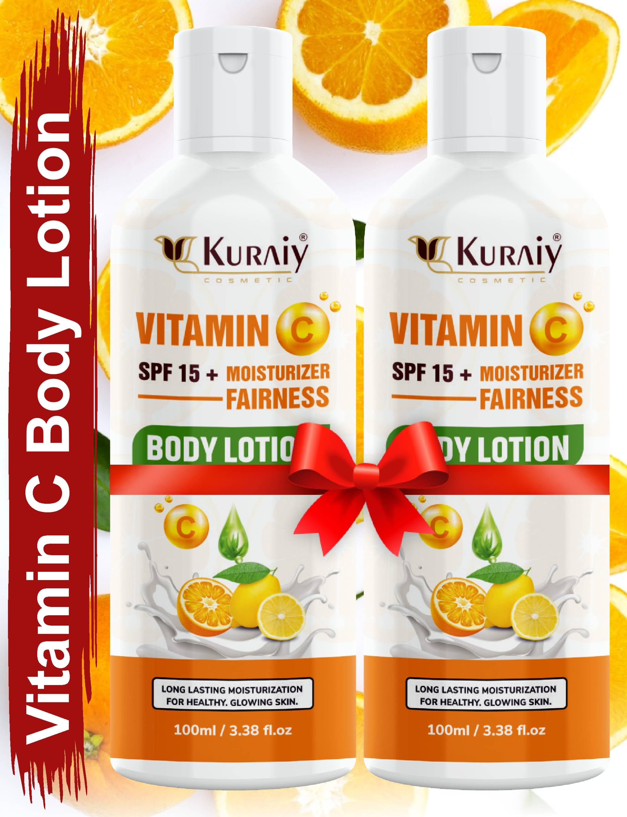     			KURAIY Vitamin C Body Lotion Whitening Moisturizing Body Moisrurizer Lotion Pack Of 2
