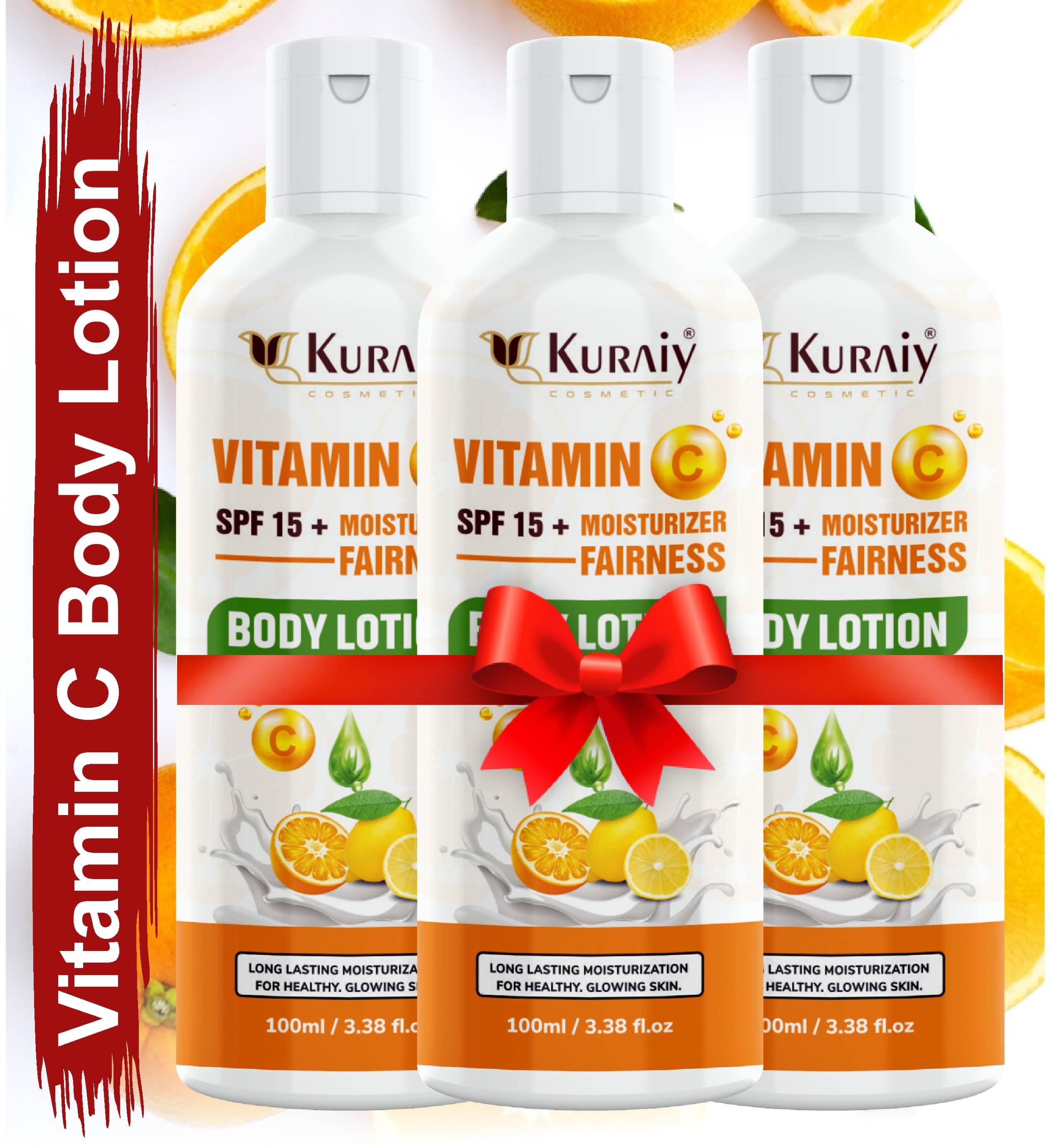 KURAIY Beautiful Vitamin C Body Lotion Whitening Moisturizing Body Moisrurizer Lotion Pack Of 3 KURAIY Beautiful Vitamin C Body Lotion Whitening Moisturizing Body Moisrurizer Lotion Pack Of 3