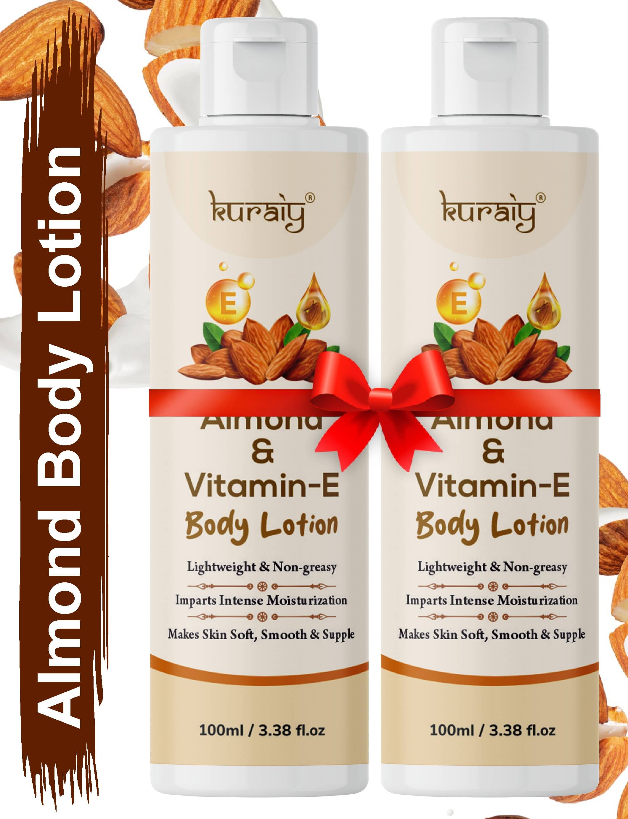     			KURAIY Body Lotion skin whitening Moisturizing Almond Body Lotion skin lightening Lotion Pack Of 3