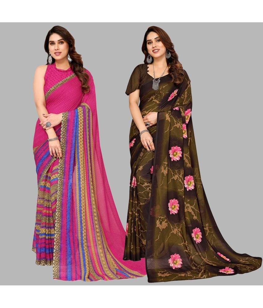 Kashvi Sarees Georgette Printed Saree With Unstitched Blouse Piece ( Multicolour )     			Kashvi Sarees Georgette Printed Saree With Unstitched Blouse Piece ( Multicolour )