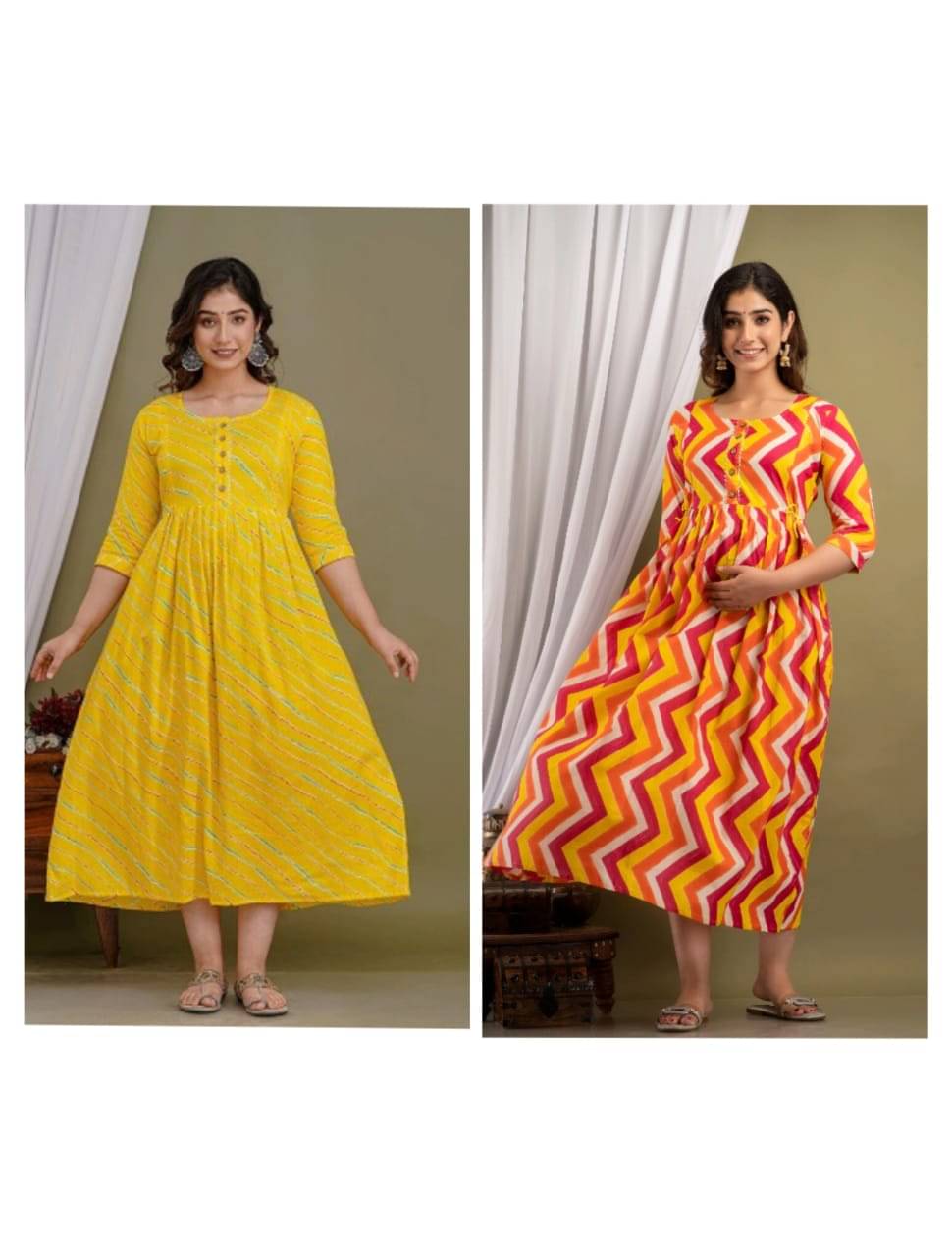 Nevisha Style Multi Color Cotton Maternity Kurta Pack of 2 Nevisha Style Multi Color Cotton Maternity Kurta Pack of 2