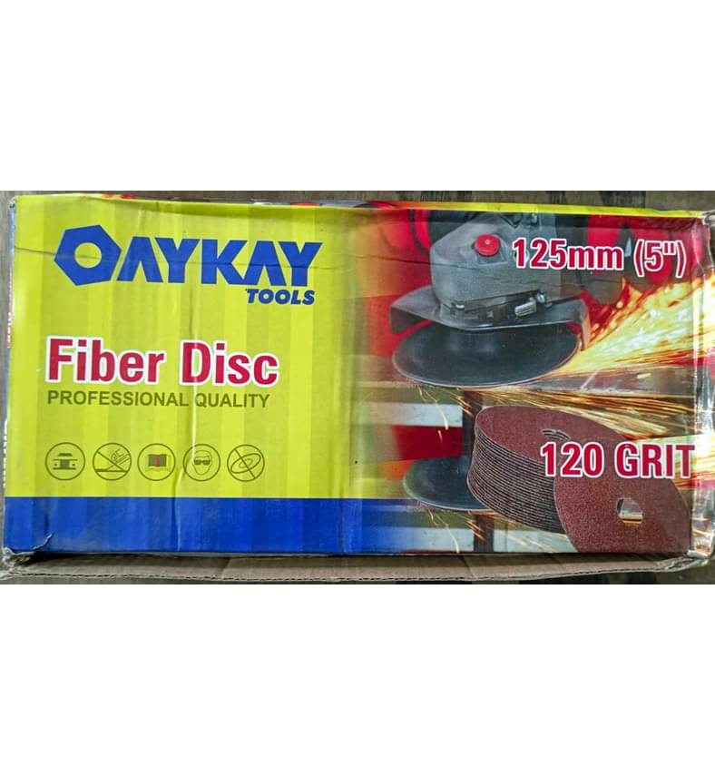 Oaykay Tool Fiber Disc 5" (125mm) Professional Quality Aluminum Oxide Resin Grinding Sandpaper Grit 120 Sanding (pack of 25pc) Sander Disc Angle Grinder Oaykay Tool Fiber Disc 5" (125mm) Professional Quality Aluminum Oxide Resin Grinding Sandpaper Grit 120 Sanding (pack of 25pc) Sander Disc Angle Grinder