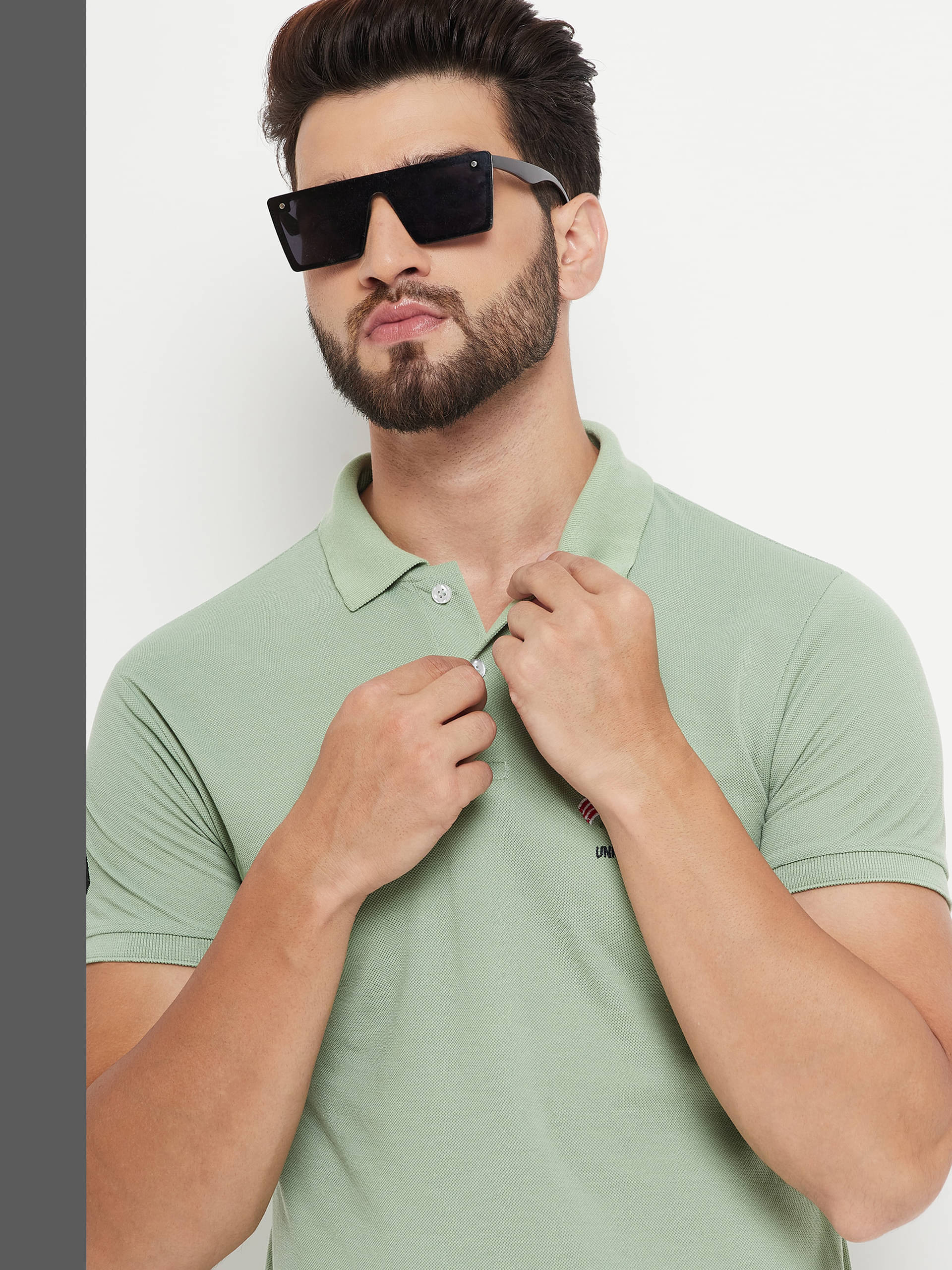     			RELANE Pack of 1 Cotton Blend Regular Fit Solid Half Sleeves Men's Polo T Shirt ( Sea Green )