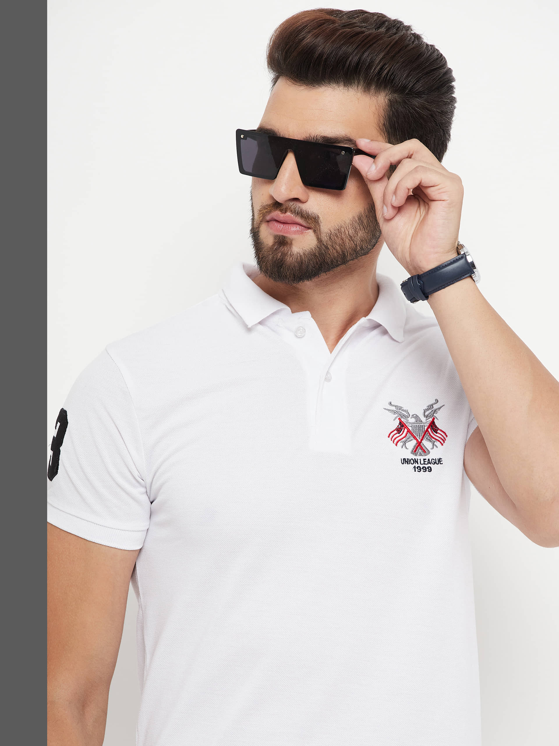 RELANE Pack of 1 Cotton Blend Regular Fit Solid Half Sleeves Men's Polo T Shirt ( White )