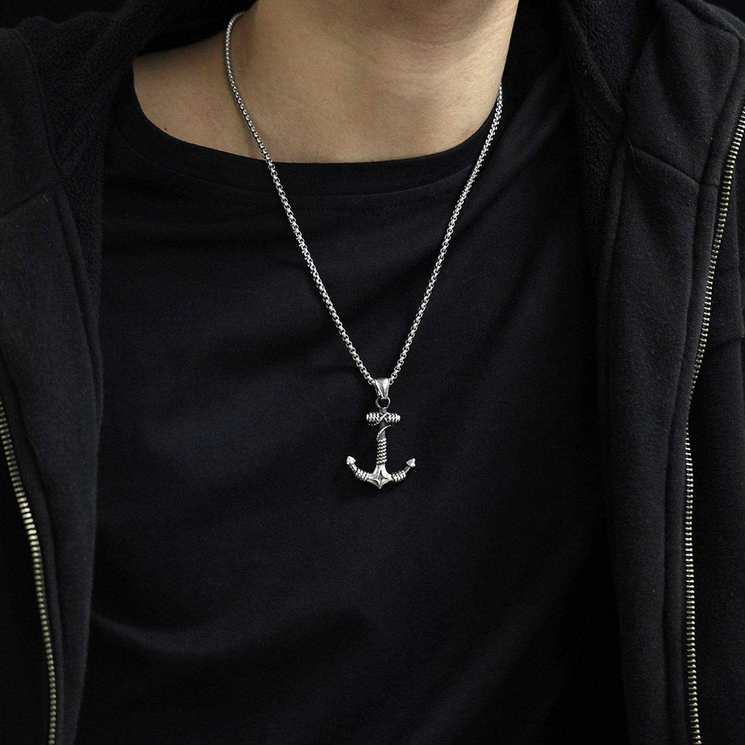 Thrillz Silver Chain Anchor Designer Chain Pendant For Men Boys Stylish Pendant Necklace Mens Jewellery (Style 1) Thrillz Silver Chain Anchor Designer Chain Pendant For Men Boys Stylish Pendant Necklace Mens Jewellery (Style 1)