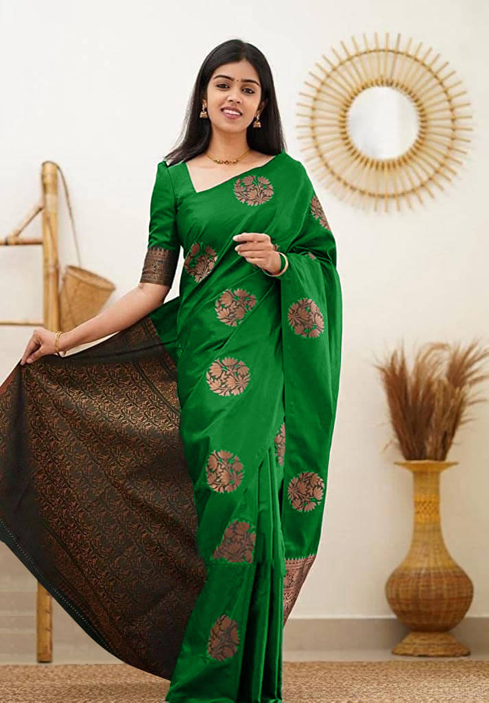 Yashika Banarasi Silk Printed Saree With Unstitched Blouse Piece ( Light Green ) Yashika Banarasi Silk Printed Saree With Unstitched Blouse Piece ( Light Green )