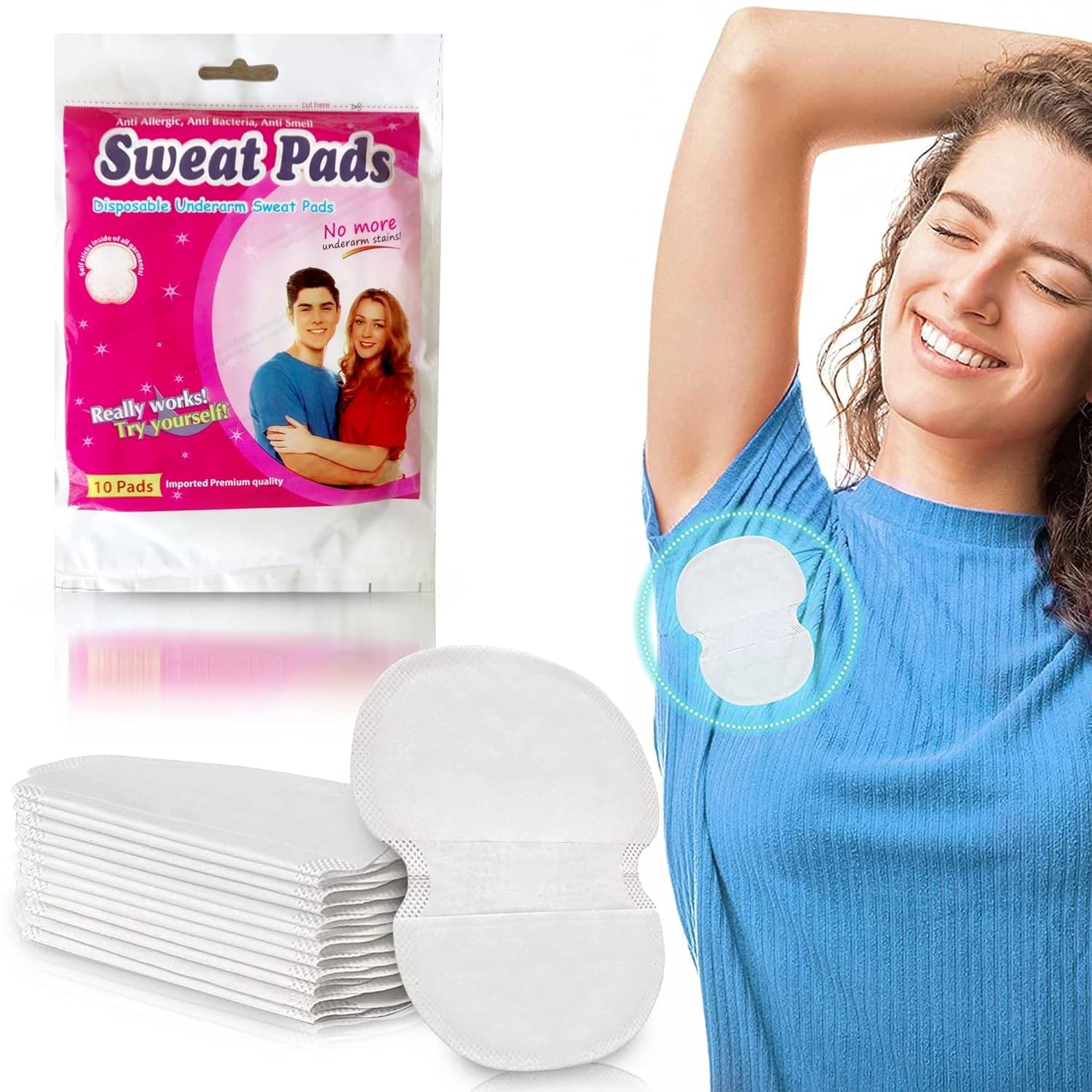     			Sweat Pads For Underarms Disposable Highly Absorbent Sweat Pads (set of 10)