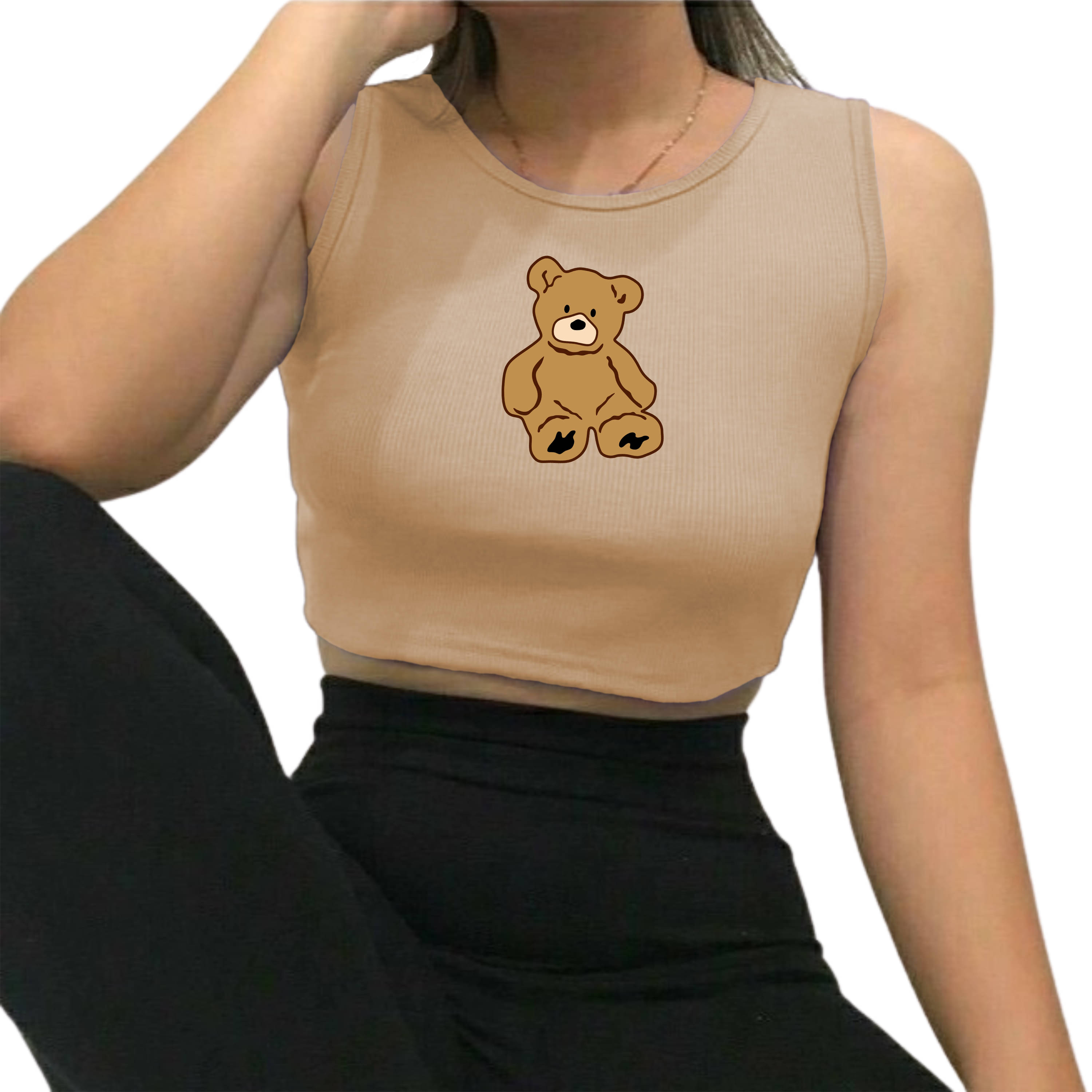     			fashion and youth Women's Cotton Blend Crop Top ( Beige )