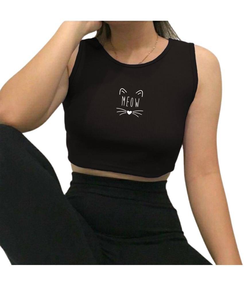 fashion and youth Women's Cotton Blend Crop Top ( Black ) fashion and youth Women's Cotton Blend Crop Top ( Black )