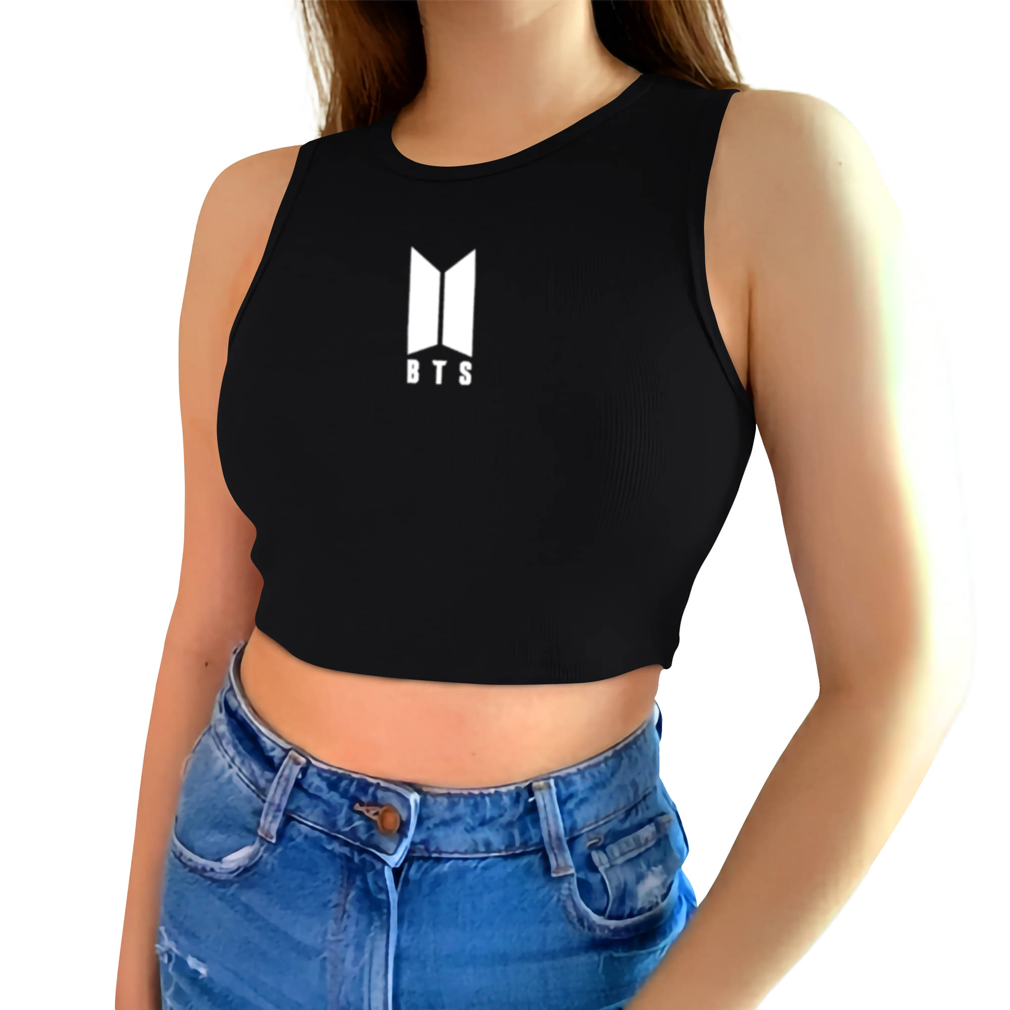     			fashion and youth Women's Cotton Blend Crop Top ( Black )