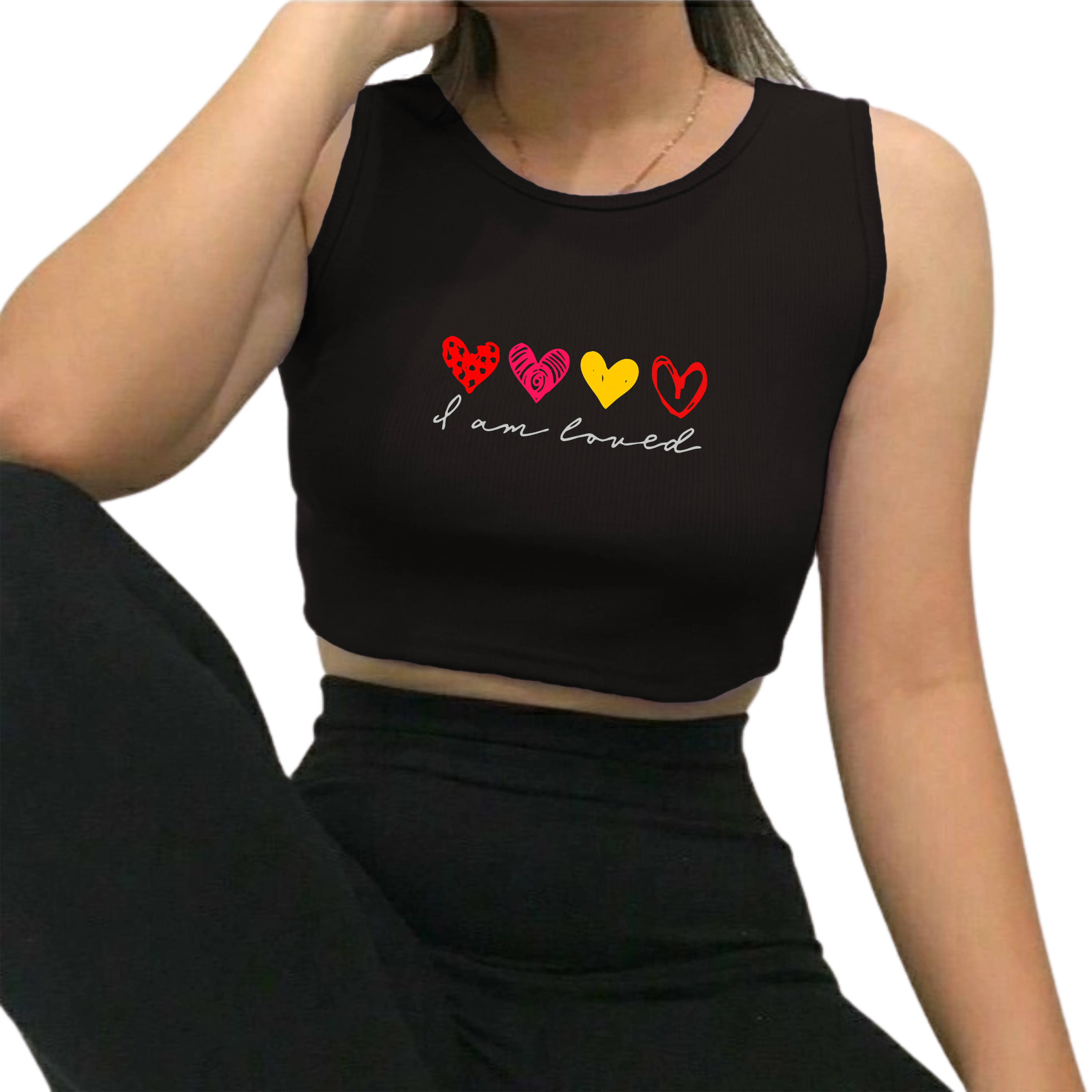     			fashion and youth Women's Cotton Blend Crop Top ( Black )