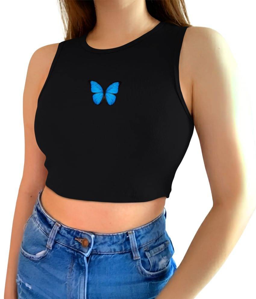     			fashion and youth Women's Cotton Blend Crop Top ( Black )