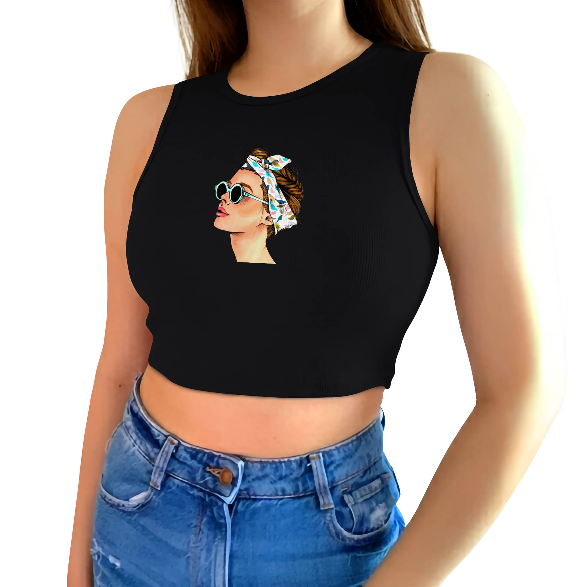     			fashion and youth Women's Cotton Blend Crop Top ( Black )