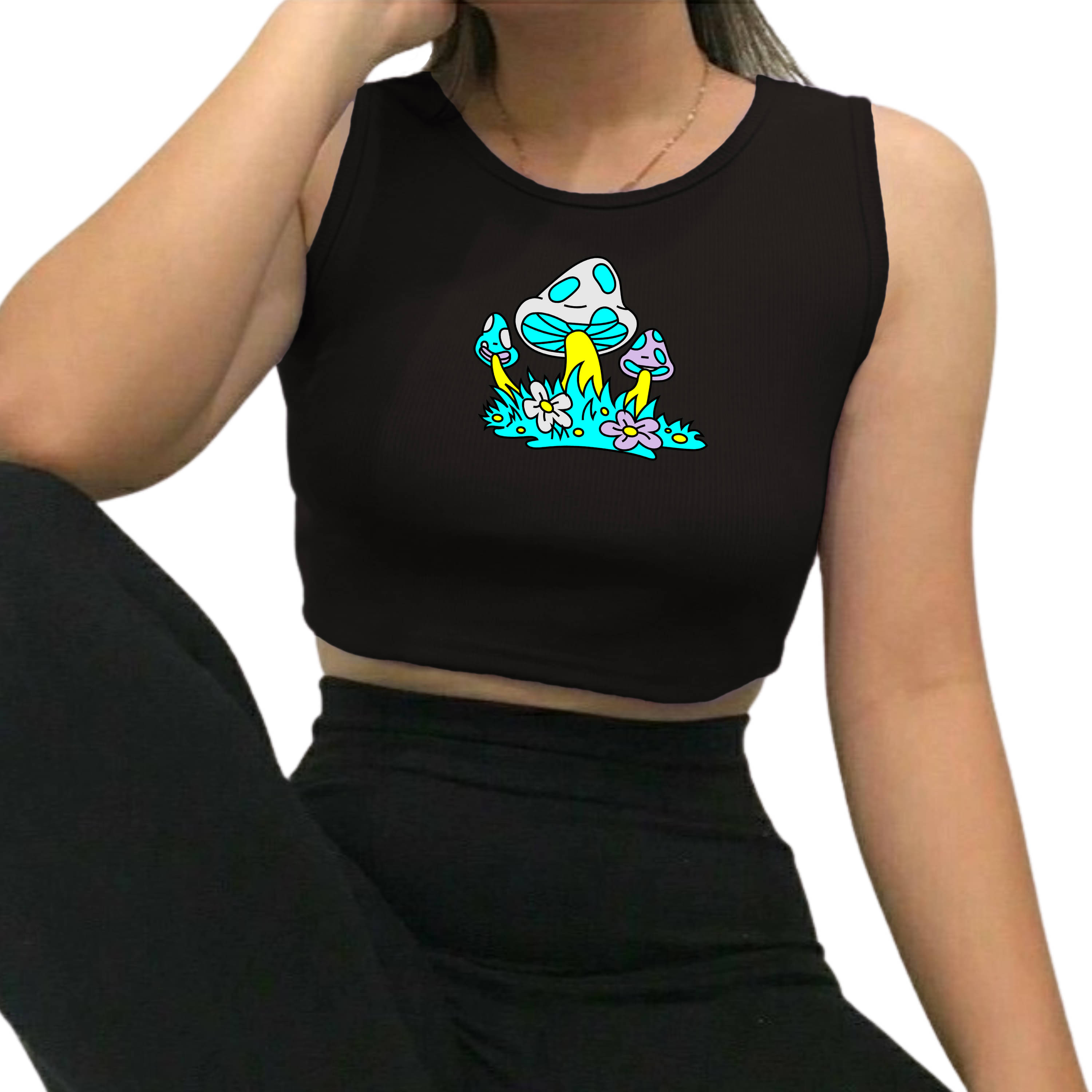     			fashion and youth Women's Cotton Blend Crop Top ( Black )