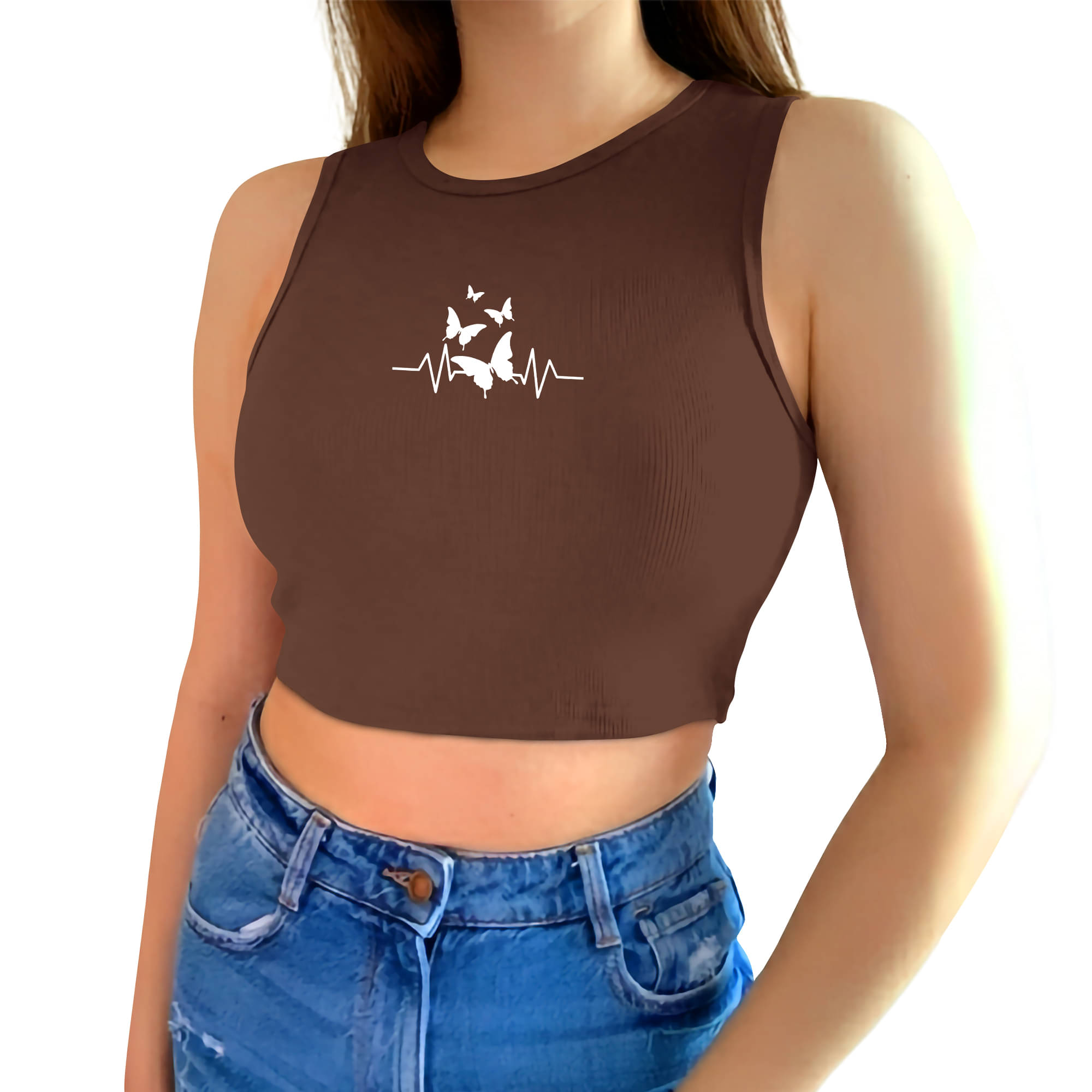     			fashion and youth Women's Cotton Blend Crop Top ( Brown )