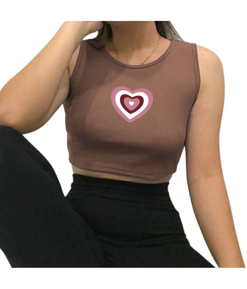 fashion and youth Women's Cotton Blend Crop Top ( Brown ) fashion and youth Women's Cotton Blend Crop Top ( Brown )