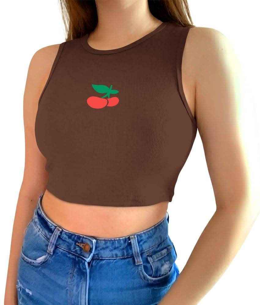     			fashion and youth Women's Cotton Blend Crop Top ( Brown )