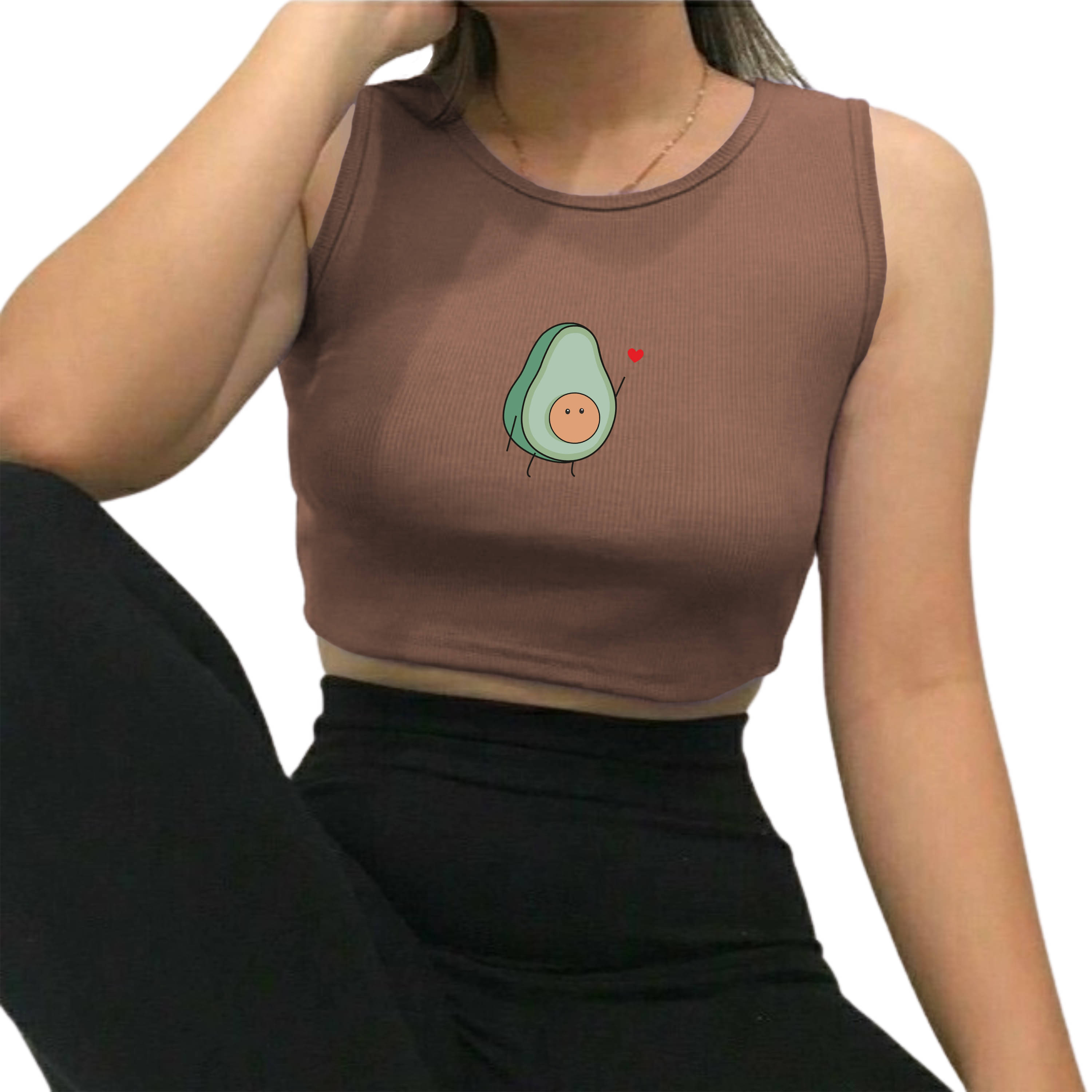     			fashion and youth Women's Cotton Blend Crop Top ( Brown )