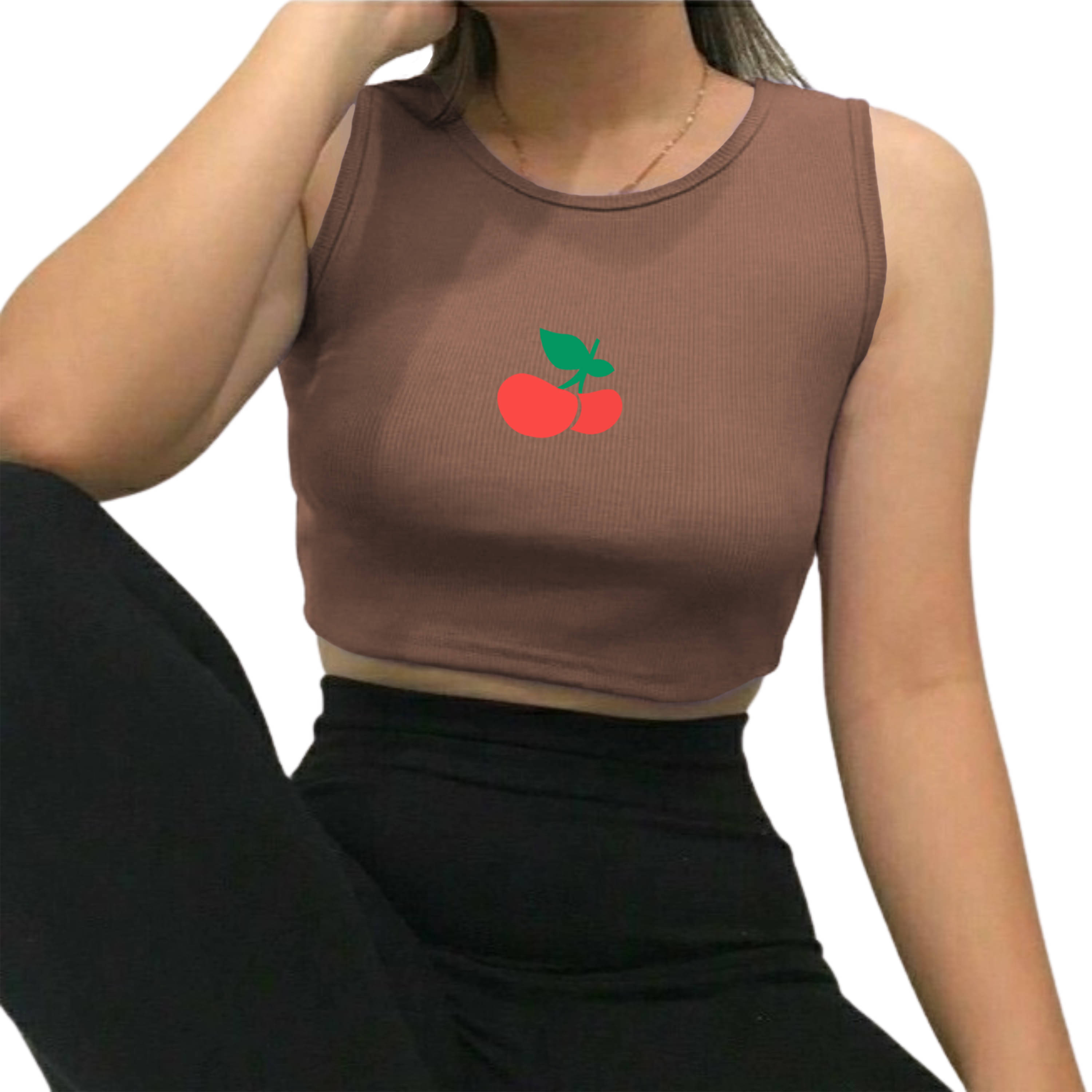 fashion and youth Women's Cotton Blend Crop Top ( Brown ) fashion and youth Women's Cotton Blend Crop Top ( Brown )