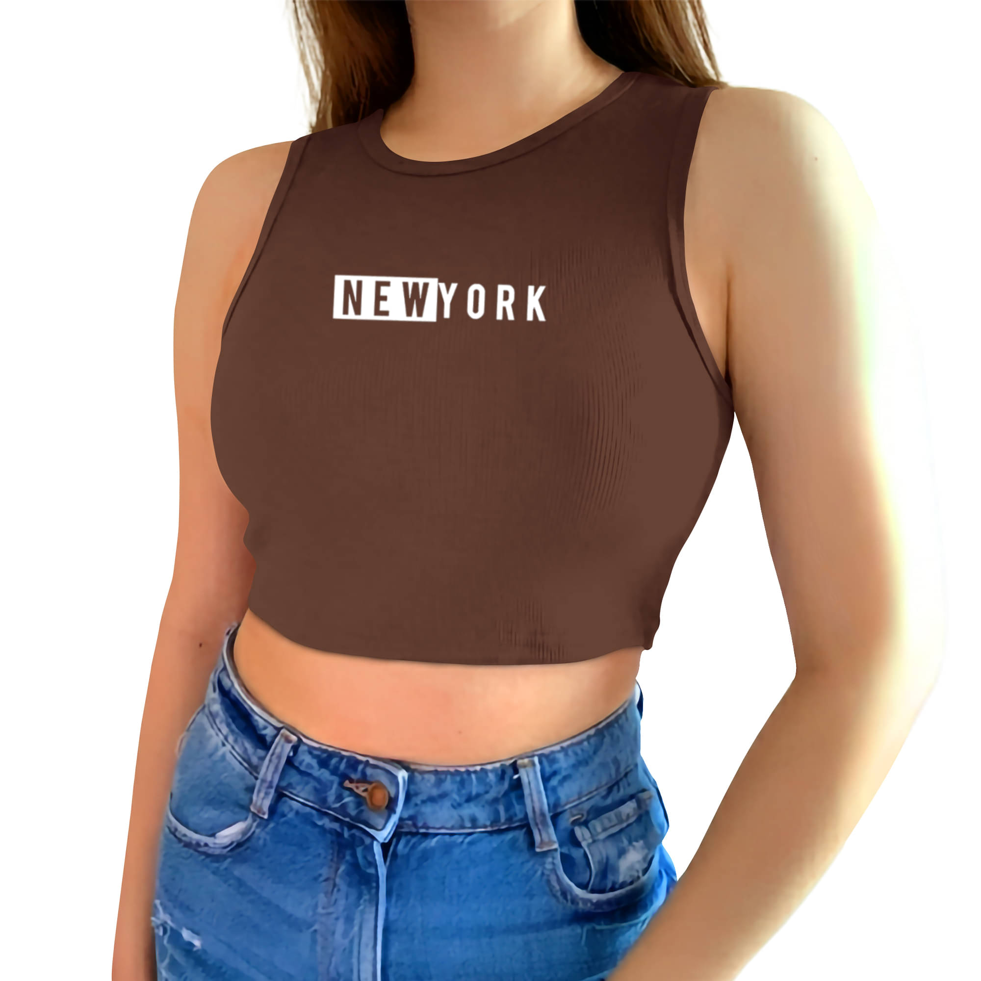     			fashion and youth Women's Cotton Blend Crop Top ( Brown )