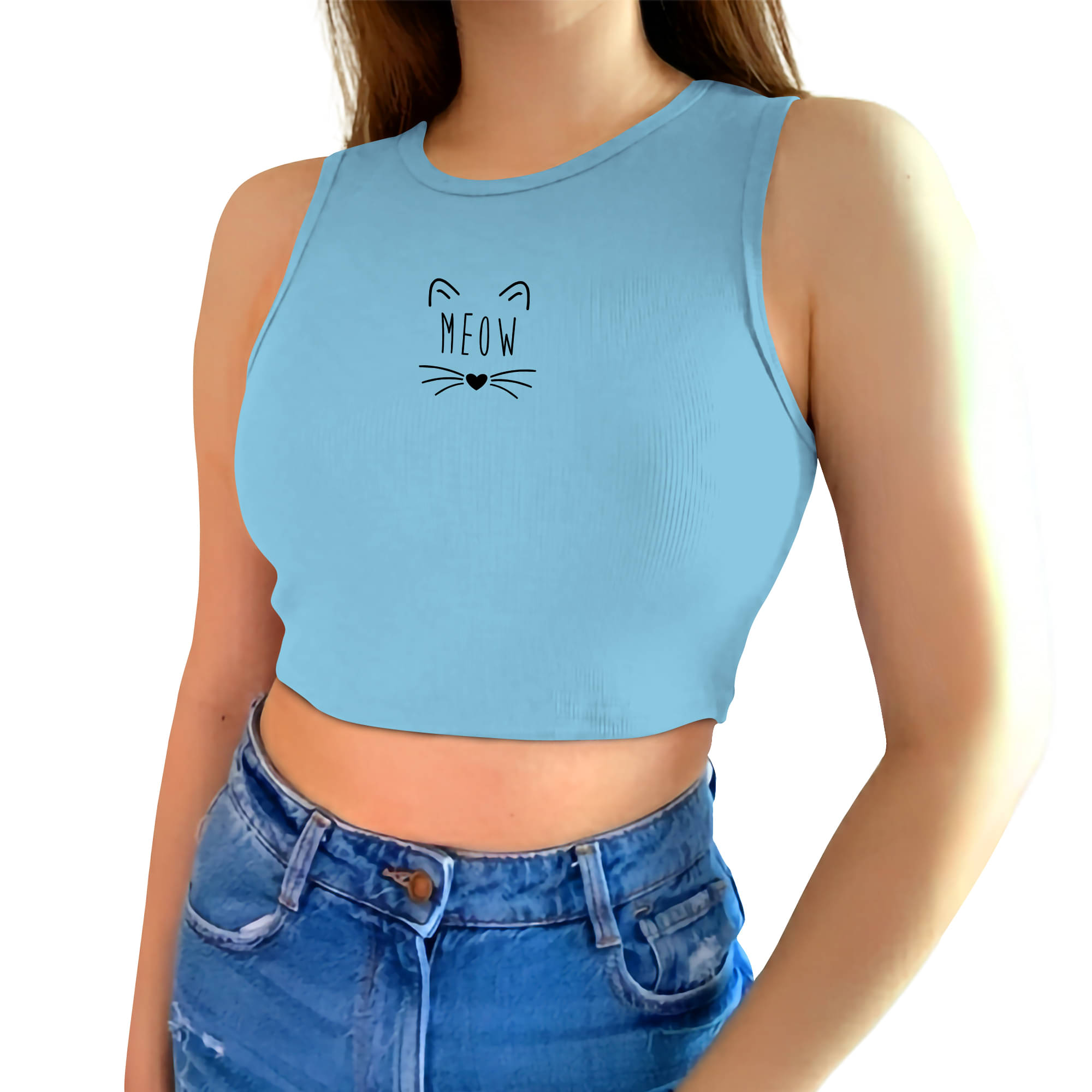 fashion and youth Women's Cotton Blend Crop Top ( Light Blue ) fashion and youth Women's Cotton Blend Crop Top ( Light Blue )