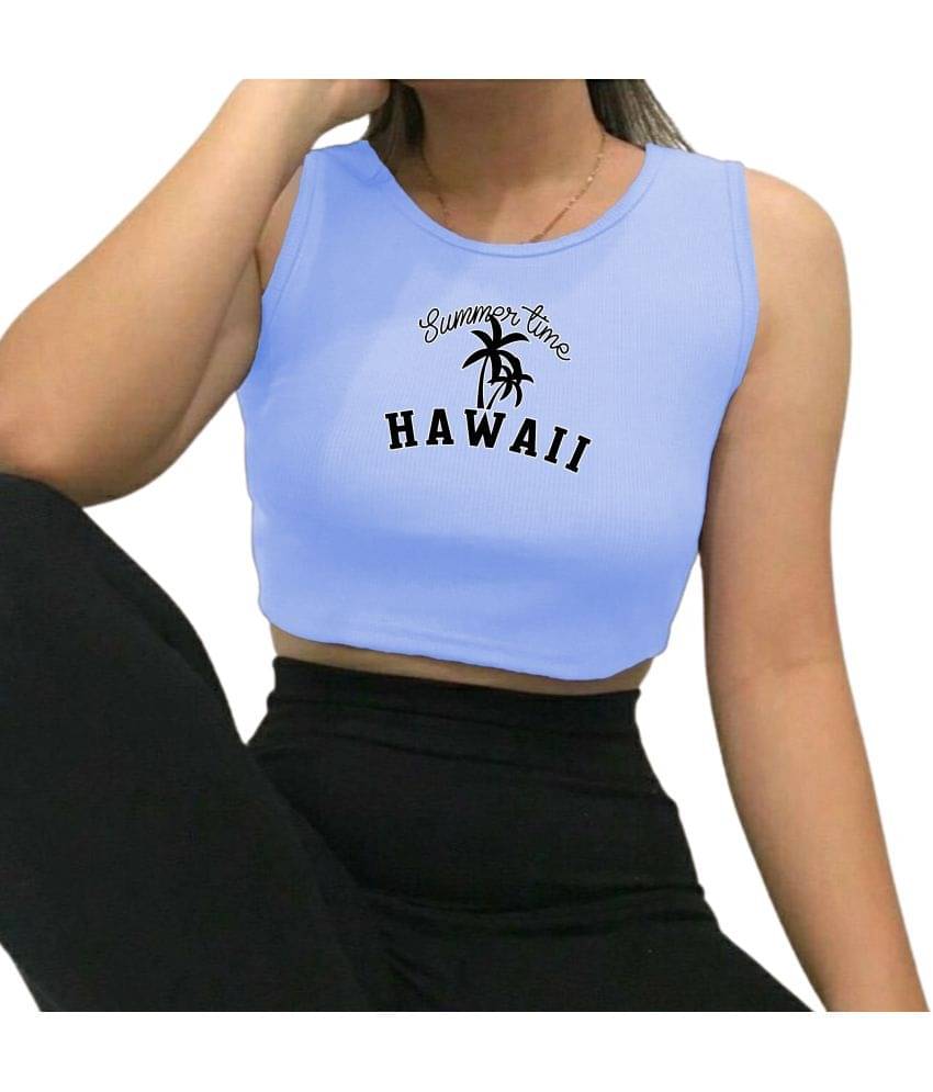 fashion and youth Women's Cotton Blend Crop Top ( Light Blue ) fashion and youth Women's Cotton Blend Crop Top ( Light Blue )
