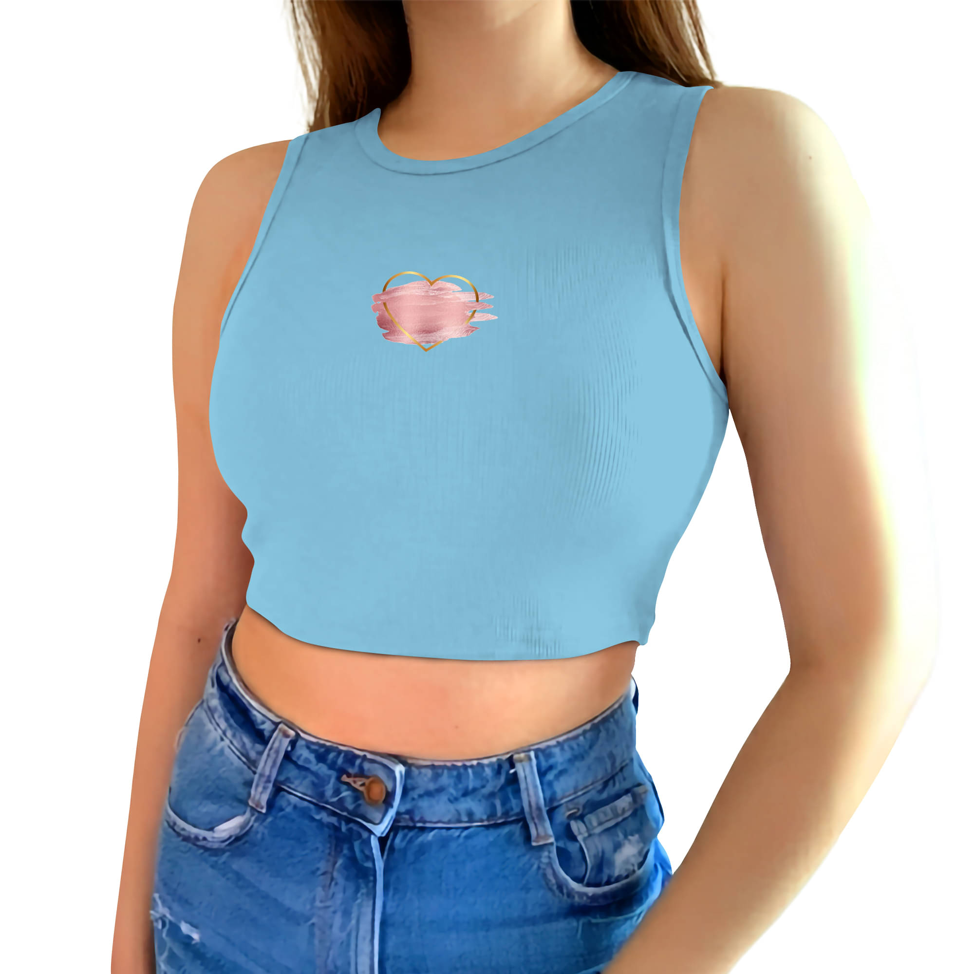 fashion and youth Women's Cotton Blend Crop Top ( Light Blue ) fashion and youth Women's Cotton Blend Crop Top ( Light Blue )